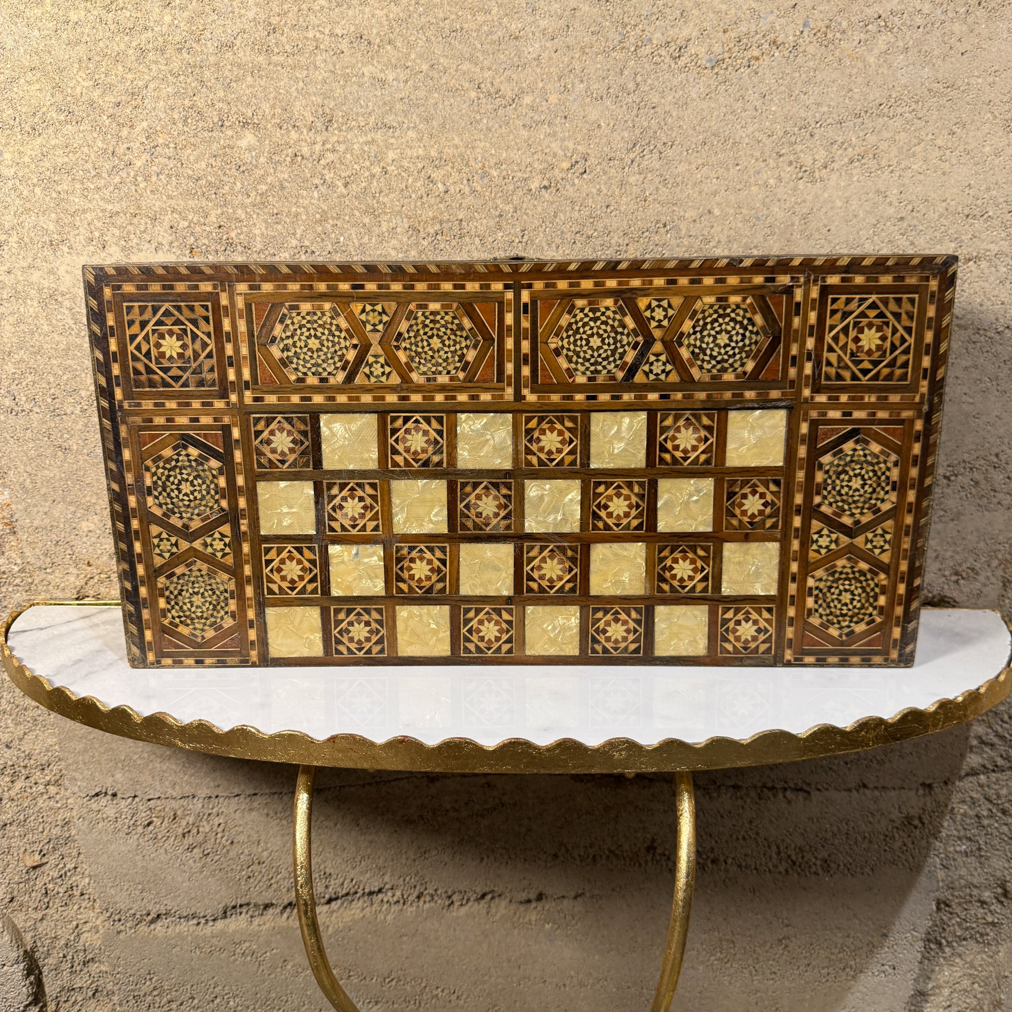 1960s Middle Eastern Backgammon Game Board Chess Box