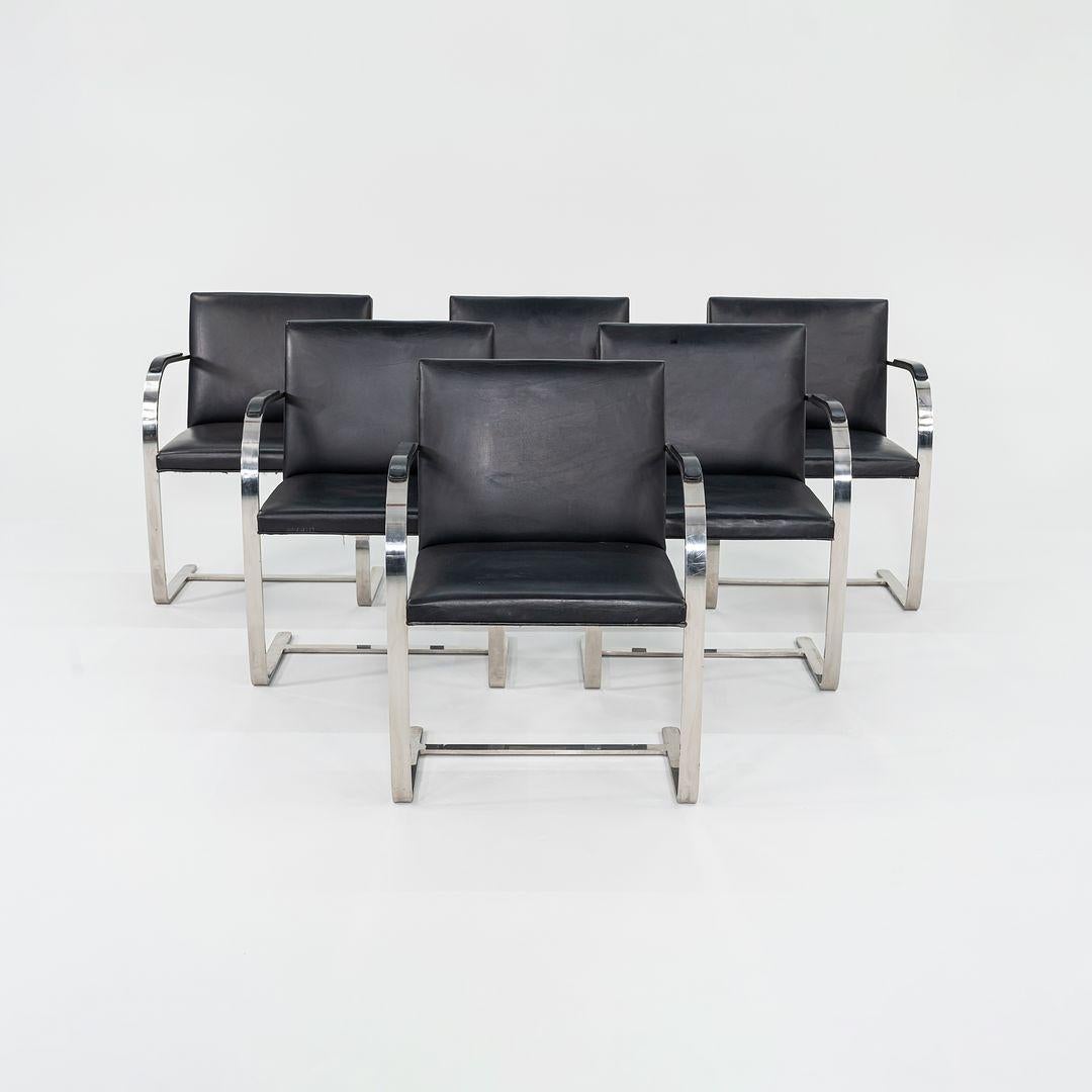 1960s Mies van der Rohe Flat Bar Brno Chair in Polished Stainless w/ Leather For Sale 5