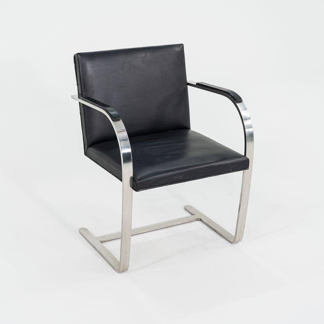These are Brno Armchairs, model MR50, initially designed by Ludwig Mies van der Rohe and Lily Reich in 1929. These particular examples were produced by Knoll in the 1960s. The listed price includes one MR50, and we have six available for purchase in