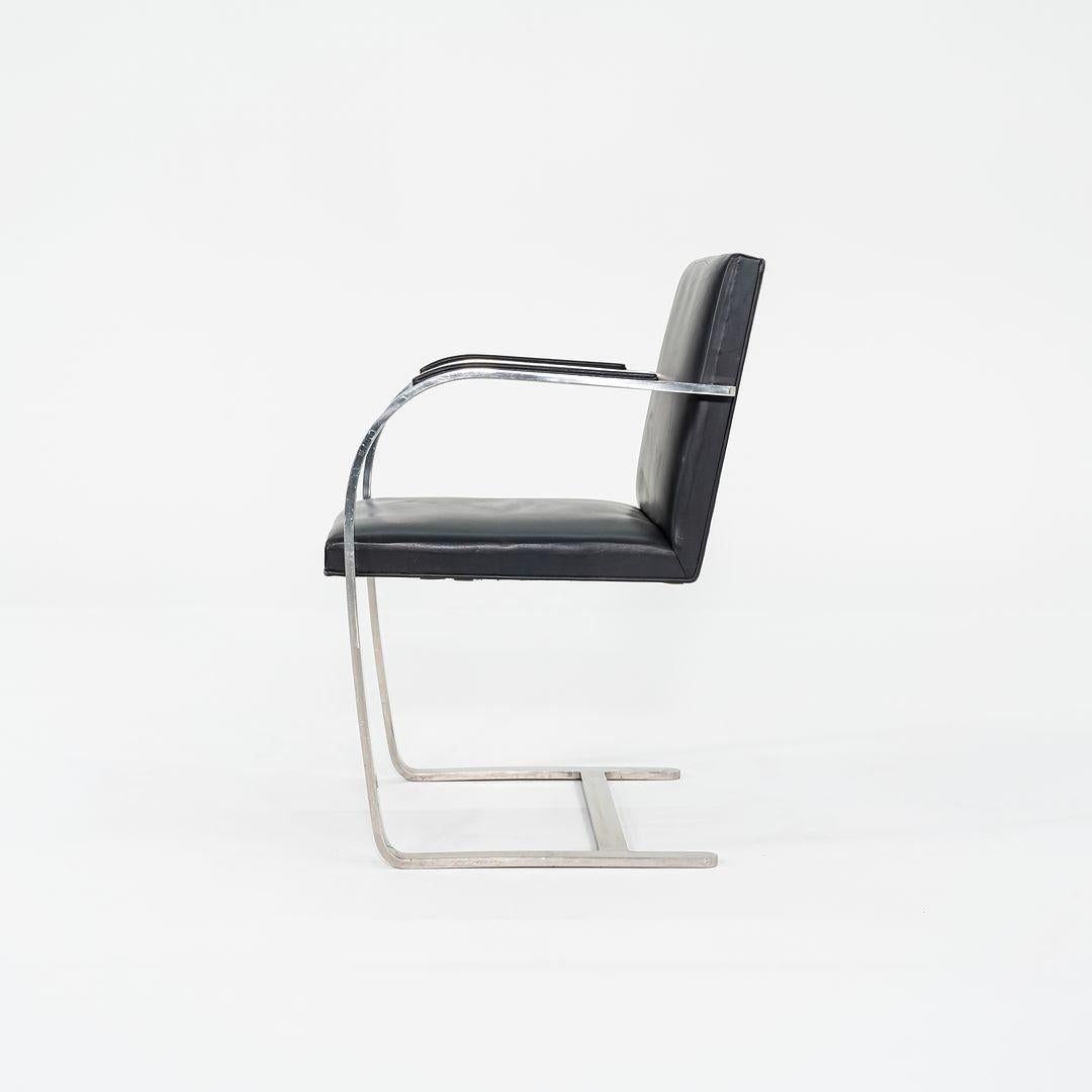 1960s Mies van der Rohe Flat Bar Brno Chair in Polished Stainless w/ Leather In Good Condition For Sale In Philadelphia, PA