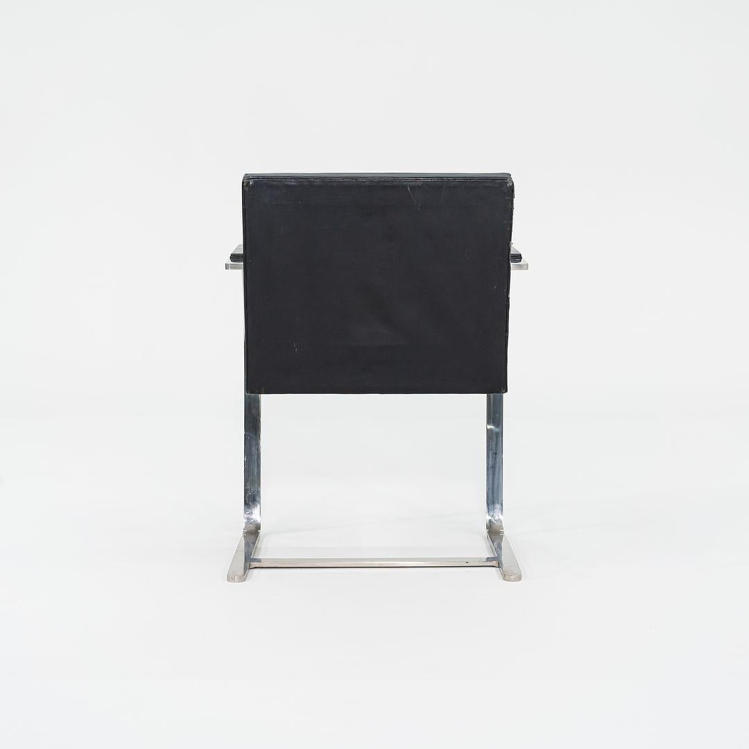 Steel 1960s Mies van der Rohe Flat Bar Brno Chair in Polished Stainless w/ Leather For Sale