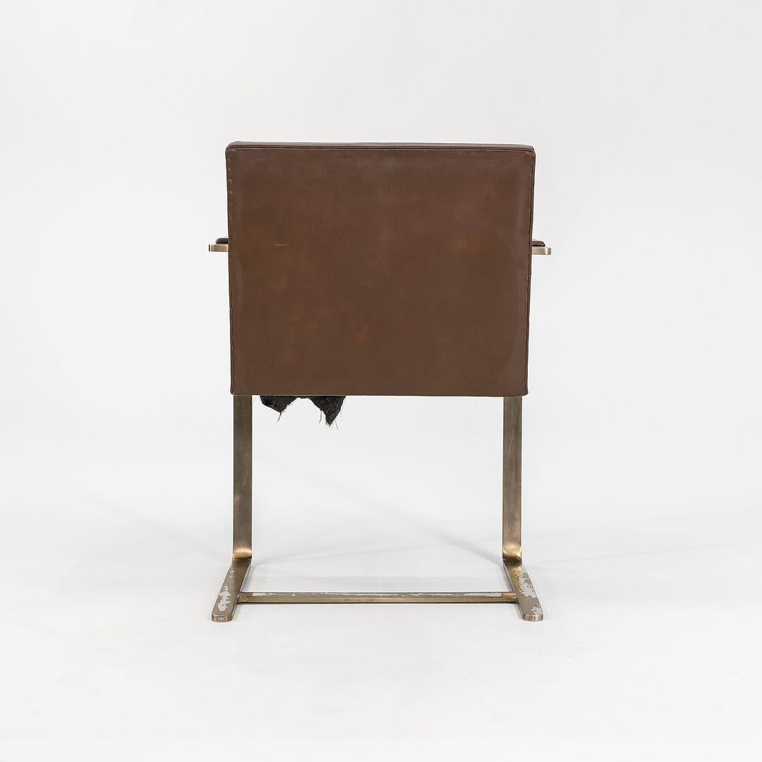 1960s Mies van der Rohe for Knoll Flat Bar Brno Chair in Leather & Bronze Finish For Sale 1