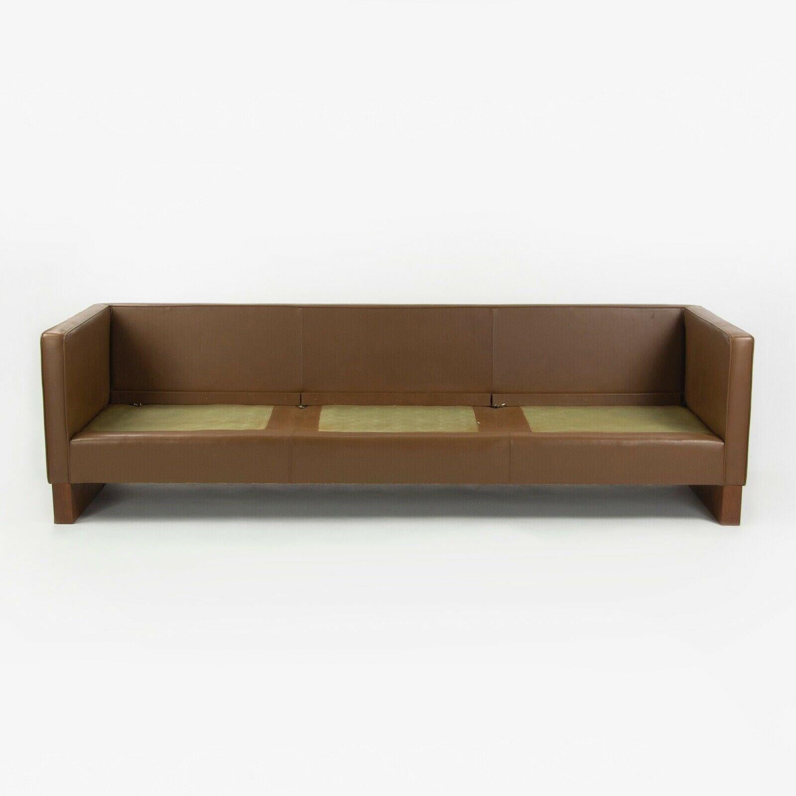 1960s Mies Van Der Rohe for Knoll International Brown Leather Three Seat Sofa For Sale 1