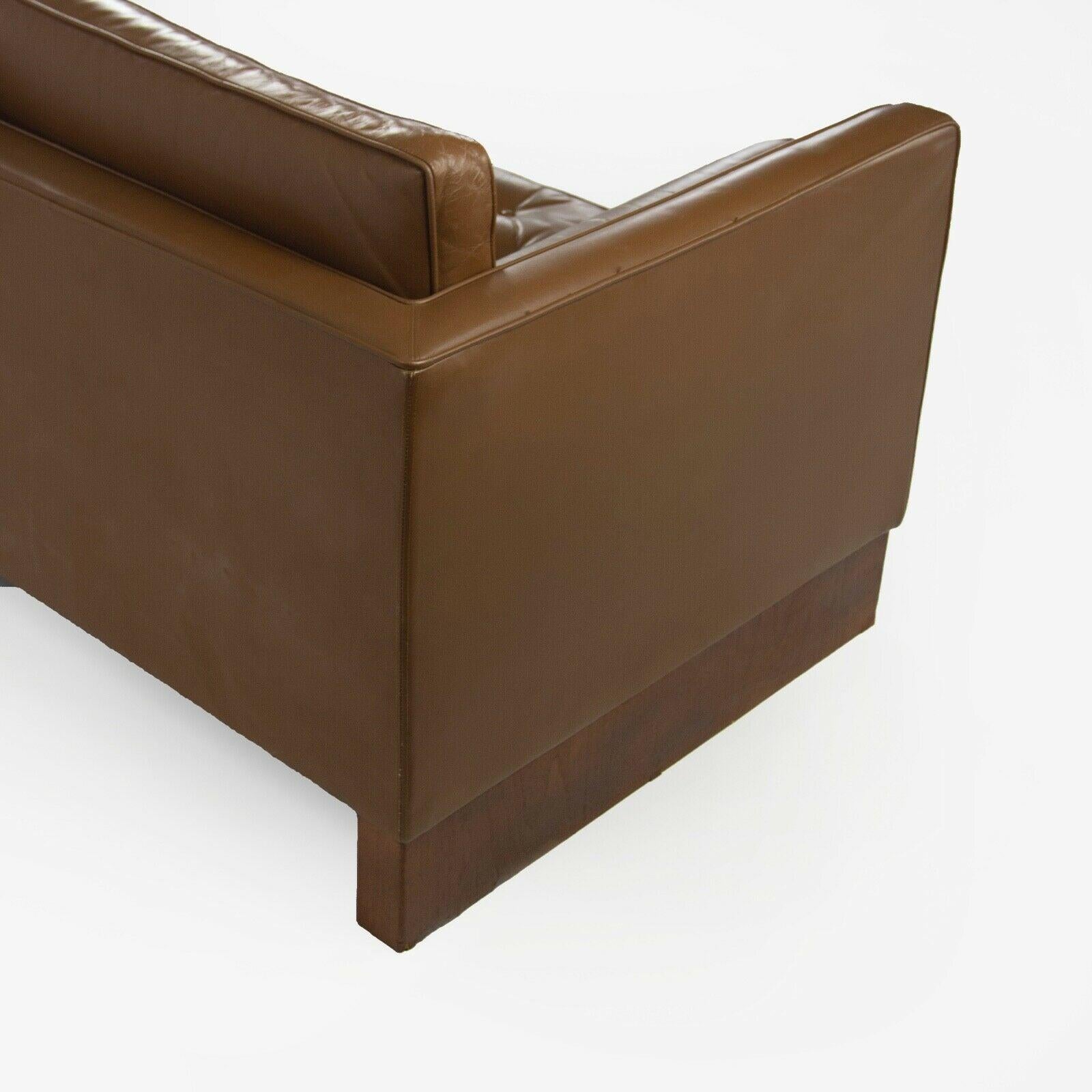 1960s Mies Van Der Rohe for Knoll International Brown Leather Three Seat Sofa For Sale 3