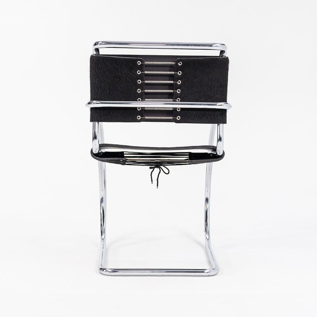 1960s Mies Van Der Rohe for Knoll MR 20 Dining Chair w/ Arms in Hair on Hide For Sale 3