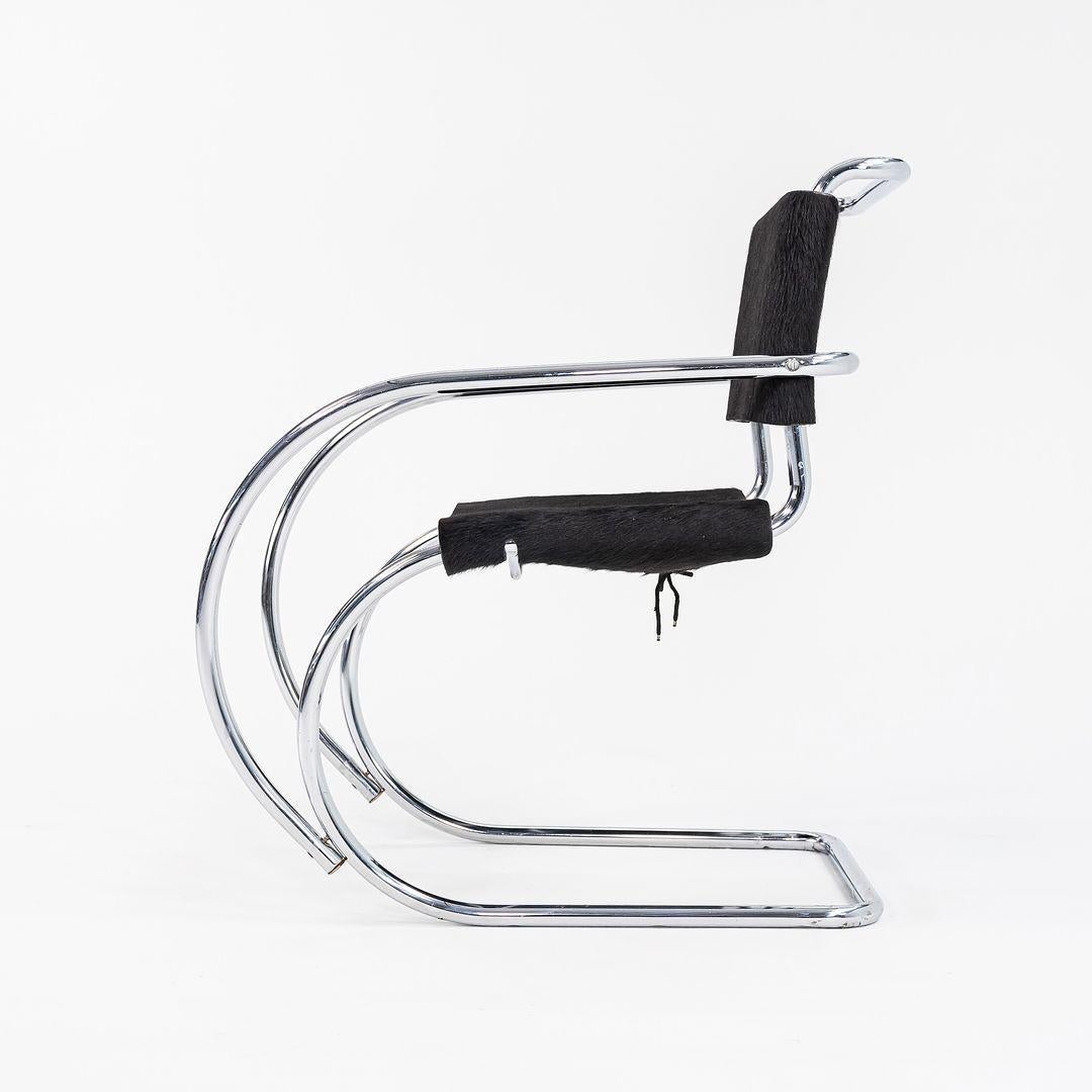 1960s Mies Van Der Rohe for Knoll MR 20 Dining Chair w/ Arms in Hair on Hide For Sale 4