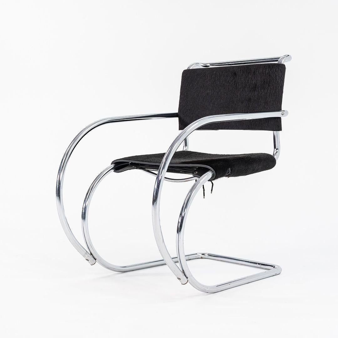 1960s Mies Van Der Rohe for Knoll MR 20 Dining Chair w/ Arms in Hair on Hide For Sale 5