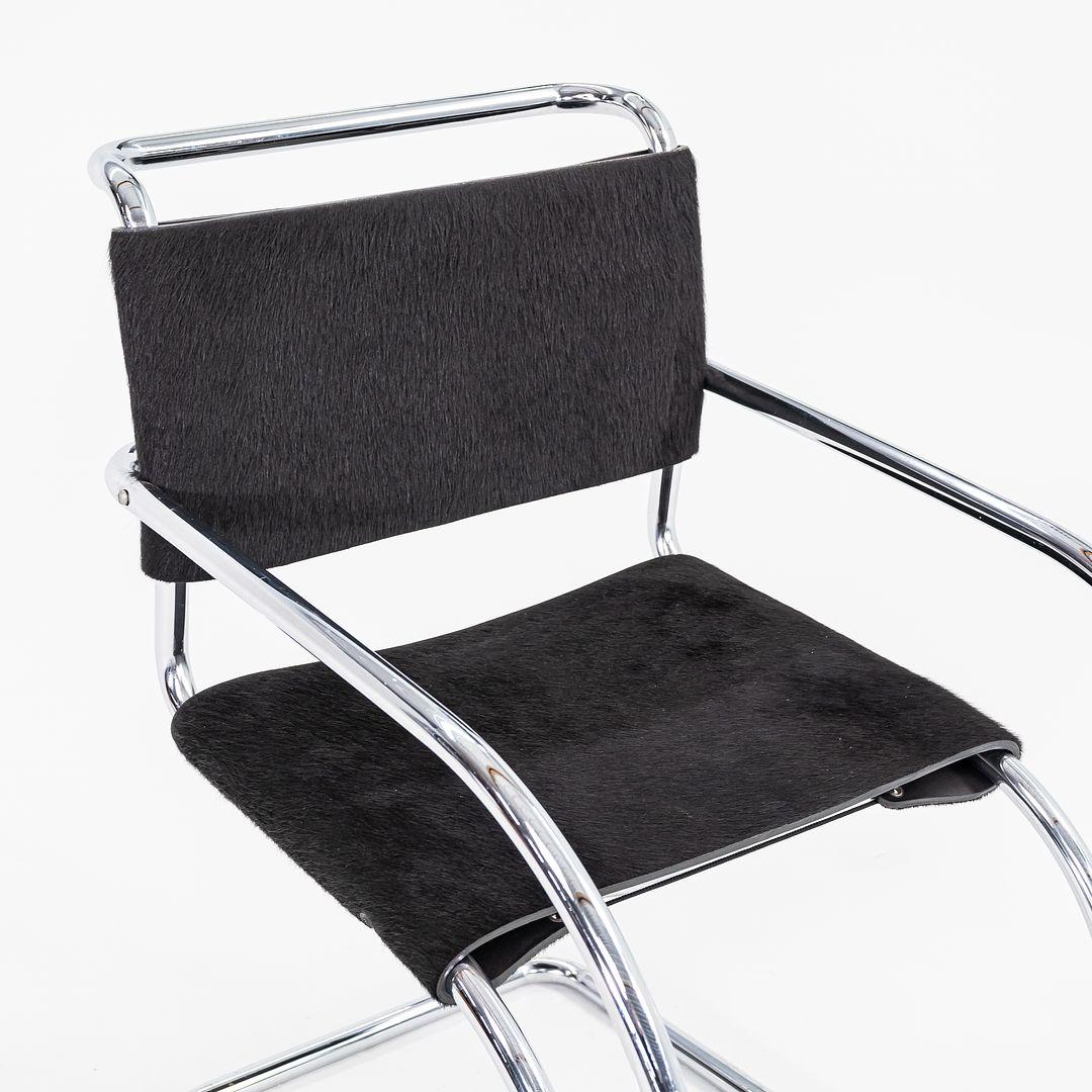 1960s Mies Van Der Rohe for Knoll MR 20 Dining Chair w/ Arms in Hair on Hide For Sale 1