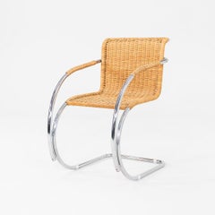 1960s Mies van der Rohe for Thonet Dining Arm Chair in Cane