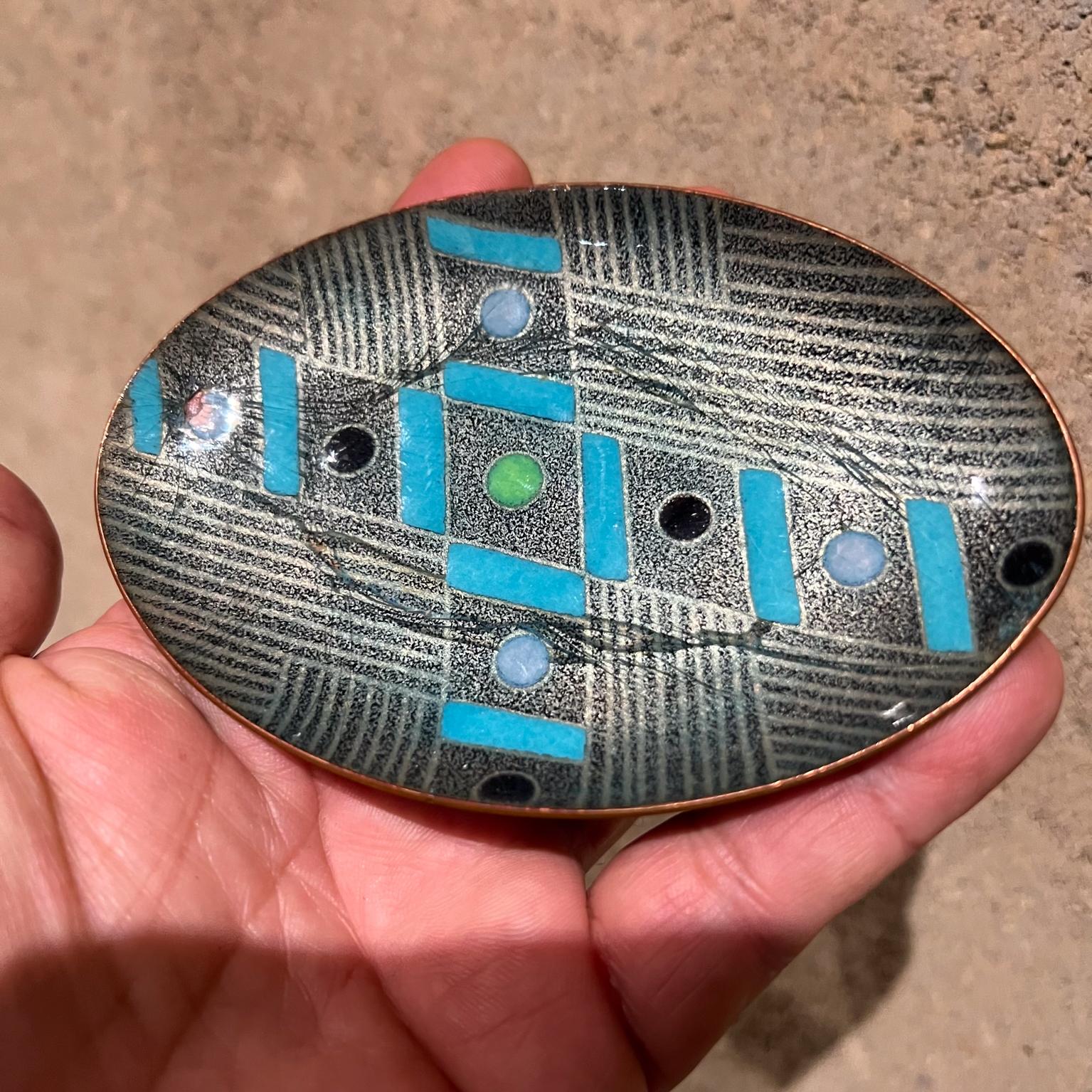 1960s Miguel Pineda Mexico Enamel on Copper Modern Plate In Good Condition For Sale In Chula Vista, CA
