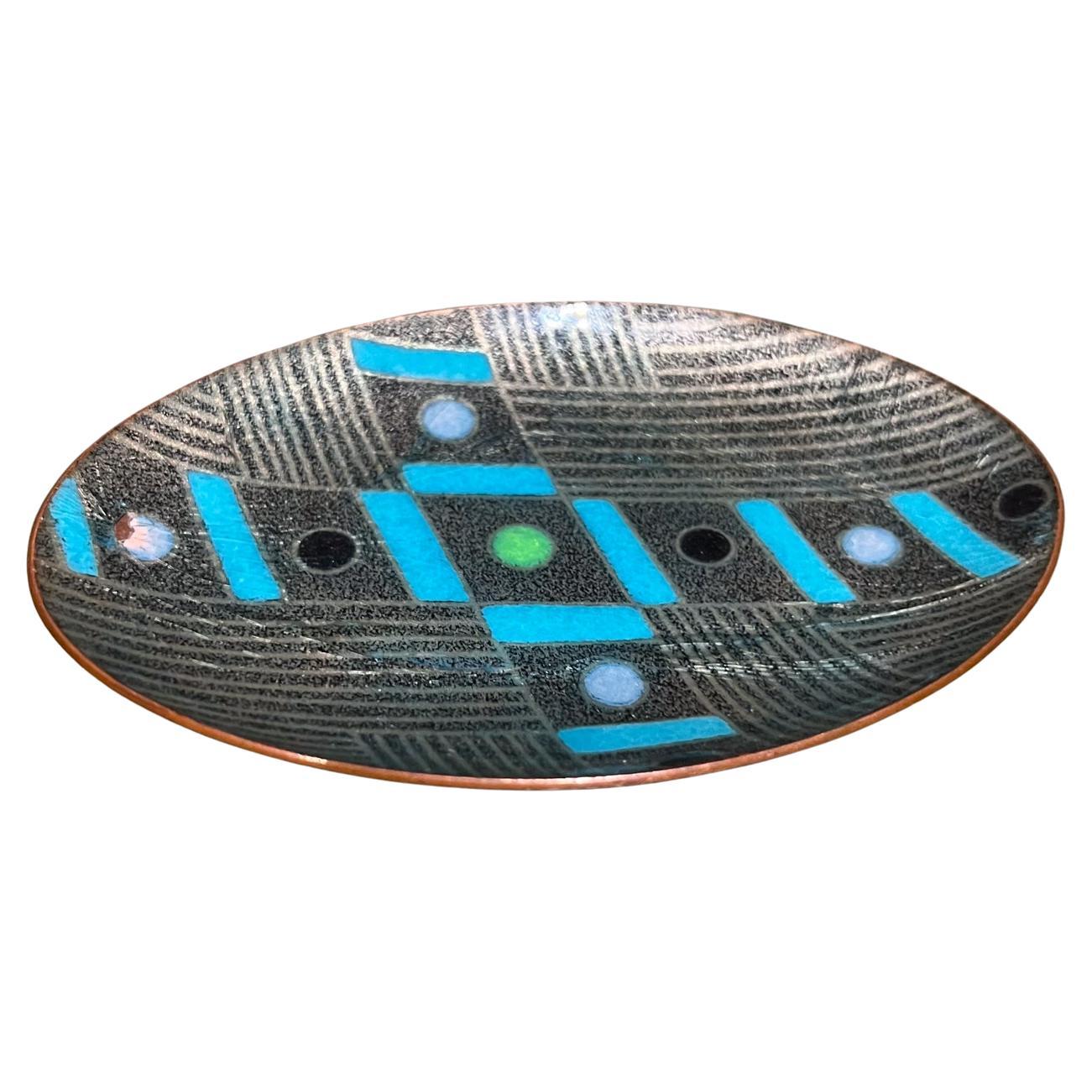1960s Miguel Pineda Mexico Enamel on Copper Modern Plate For Sale