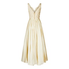 Robe de soirée ou robe de mariée Mike Bennett à paillettes ivoire (années 1960)