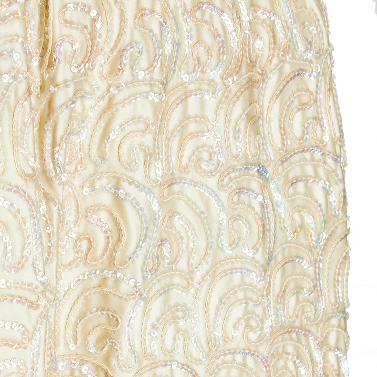 1960s Mike Bennett Ivory Sequinned Evening Dress or Wedding Gown at 1stDibs