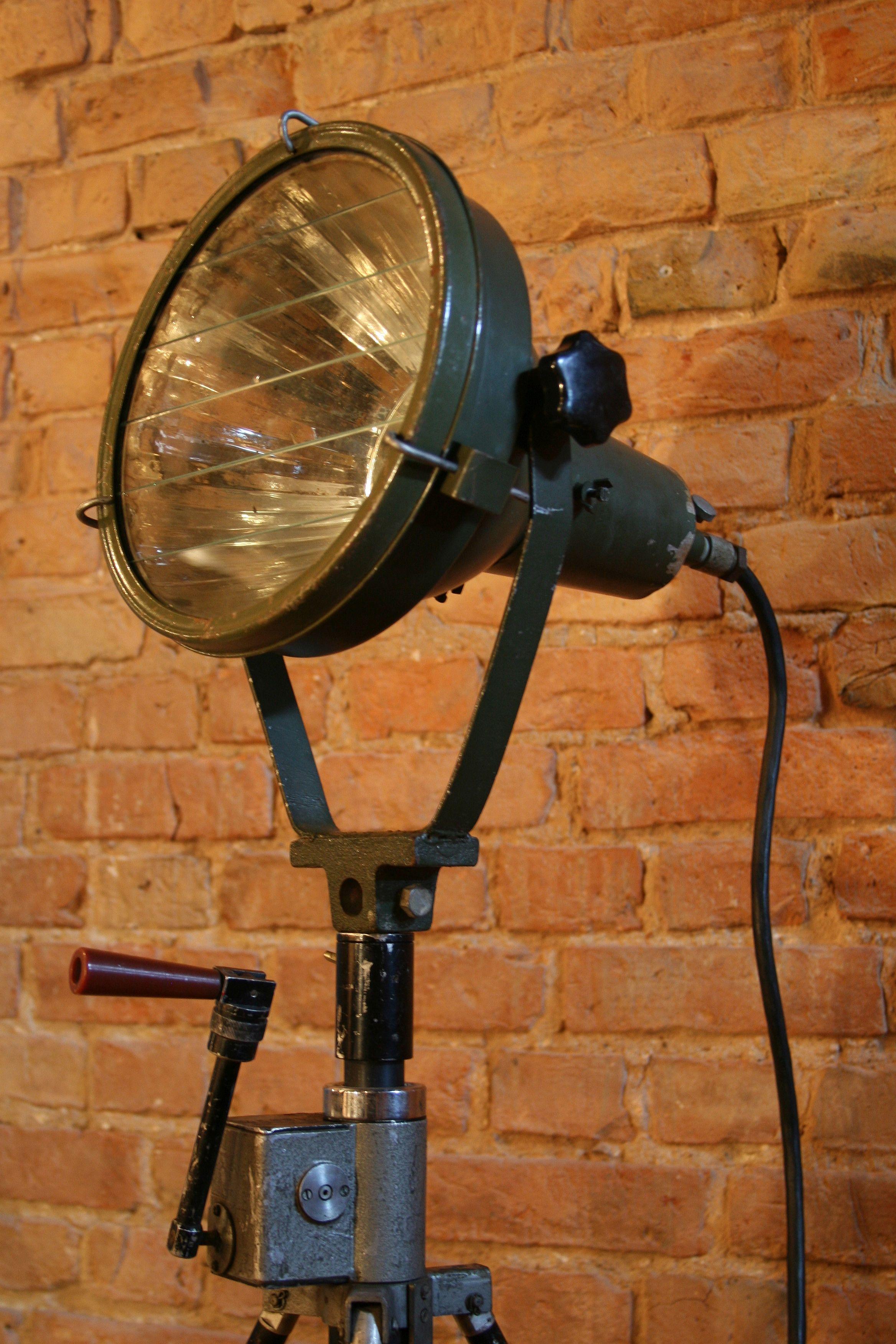 Mid-20th Century 1960s Military Field Spotlight on a Tripod For Sale