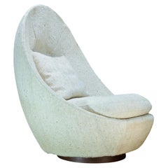 1960s Milo Baughman Highback Egg Swivel Rocking Chair