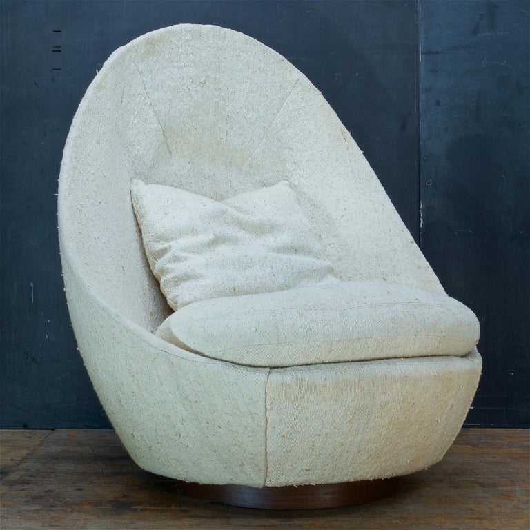 1960s Milo Baughman Highback Egg Swivel Rocking Chair MidCentury