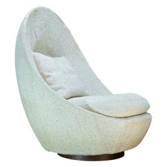 1960s Milo Baughman Highback Egg Swivel Rocking Chair Mid-Century Psychedelic