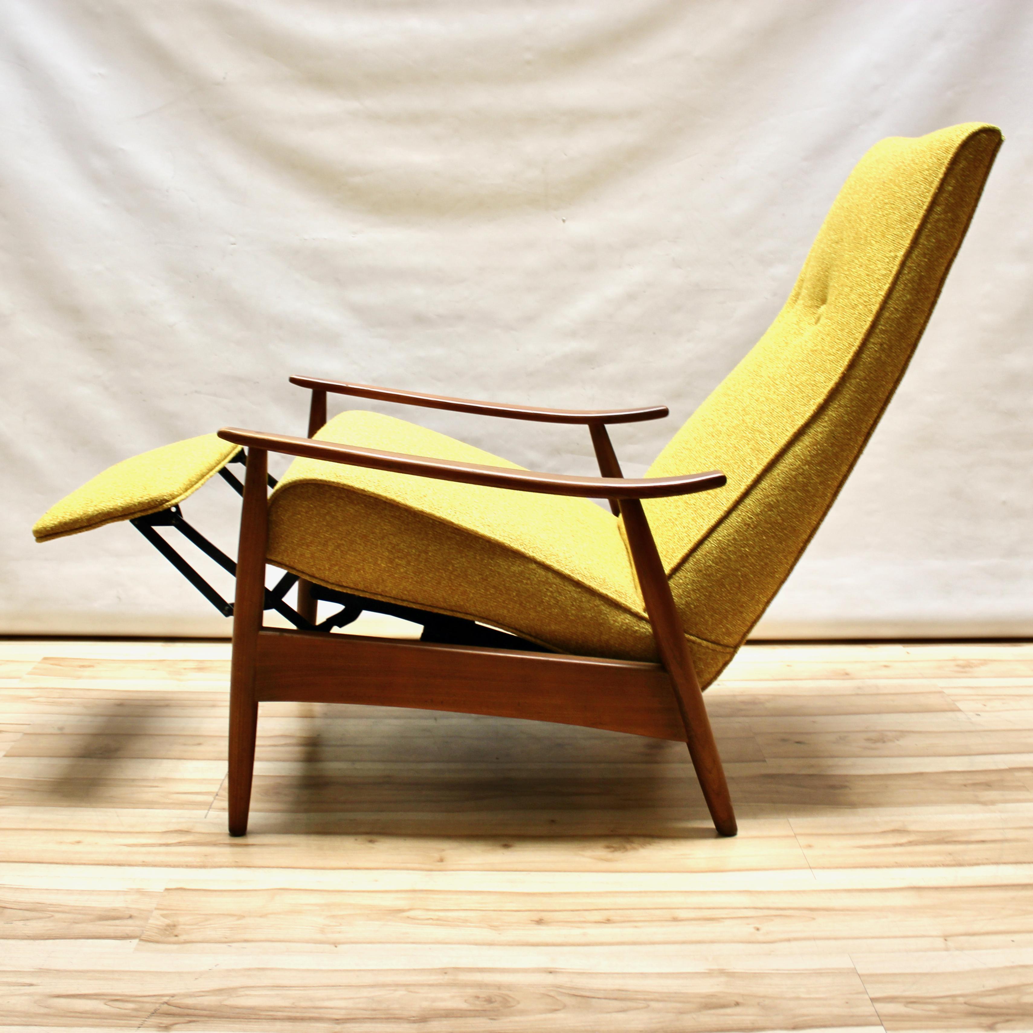Upholstery 1960s Milo Baughman Model 74 Reclining Lounge Chair