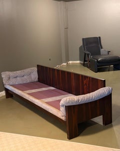Dreisitzer-Sofa von Milo Baughman aus den 1960er Jahren, aus Palisanderholz und rauchgrau-braunem Wildleder