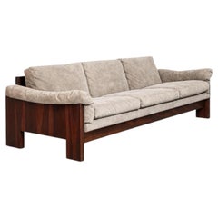 Dreisitzer-Sofa von Milo Baughman aus den 1960er Jahren, aus Palisanderholz und rauchgrau-braunem Wildleder