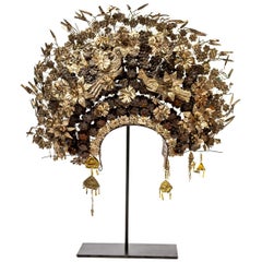 1960s Minangkabau Gilt Metal Bridal Headdress, Sumatra, Indonesia