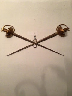 1960s Miniature Silver and Gilt Metal Sword/Rapier Wall Display