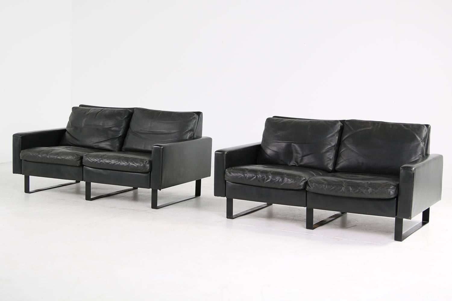 Minimalistisches COR Conseta Modular System Leder Sofa F.W. aus den 1960er Jahren Moller, Deutschland (Metall) im Angebot