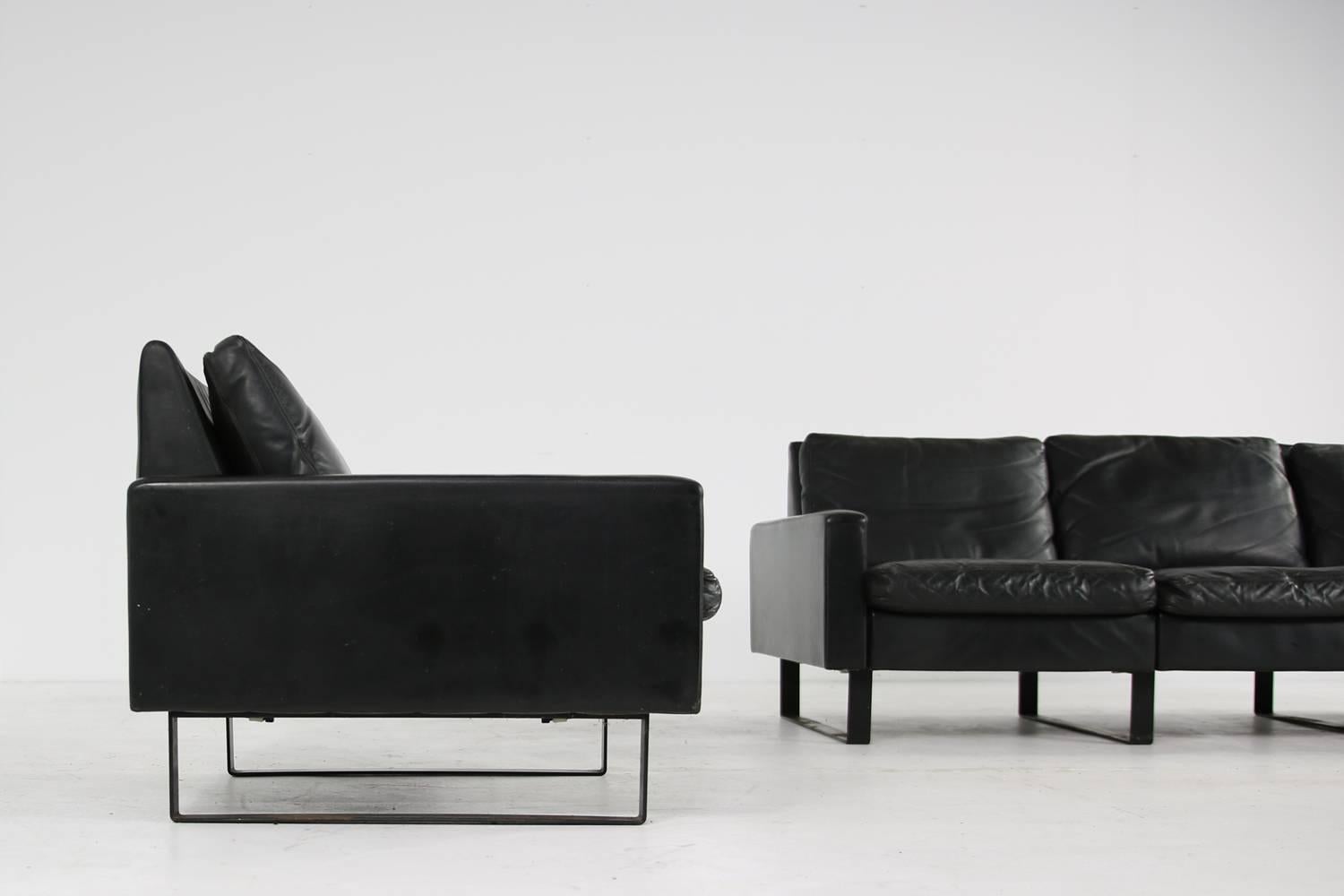 Mid-20th Century 1960s Minimalist COR Conseta Modular System Leather Sofa F.W. Moller, Germany For Sale