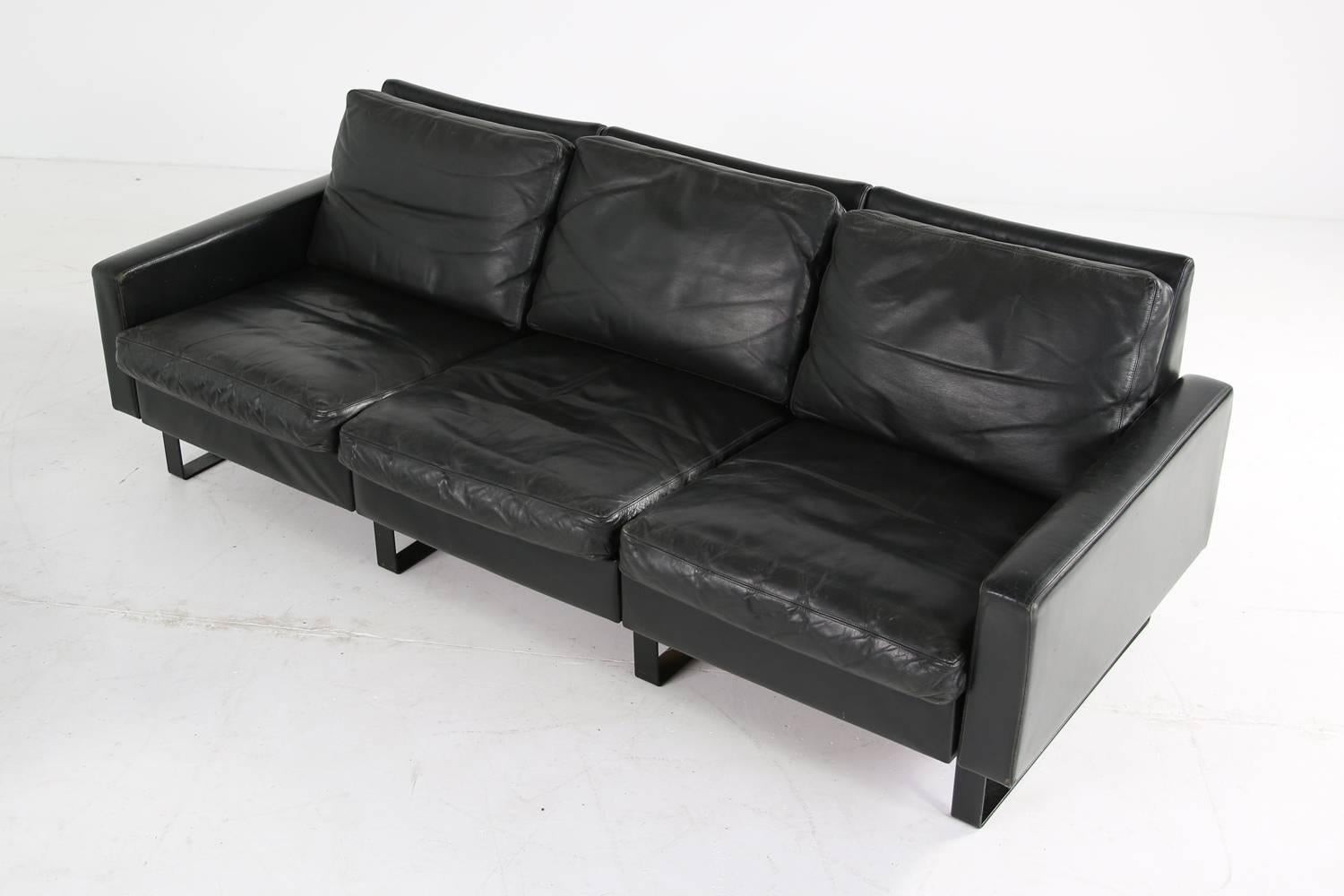 Metal 1960s Minimalist COR Conseta Modular System Leather Sofa F.W. Moller, Germany For Sale