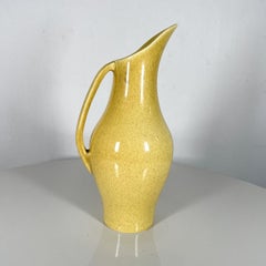 1960s Minimalist Long Neck Speckled Yellow Pitcher 1559