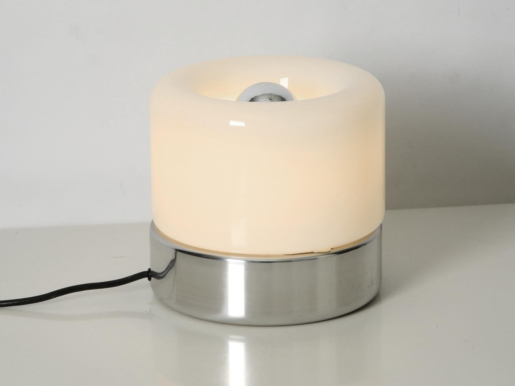 1960s Minimalist Metal Table Lamp and Glass Shade by Doria Space Age Design 6