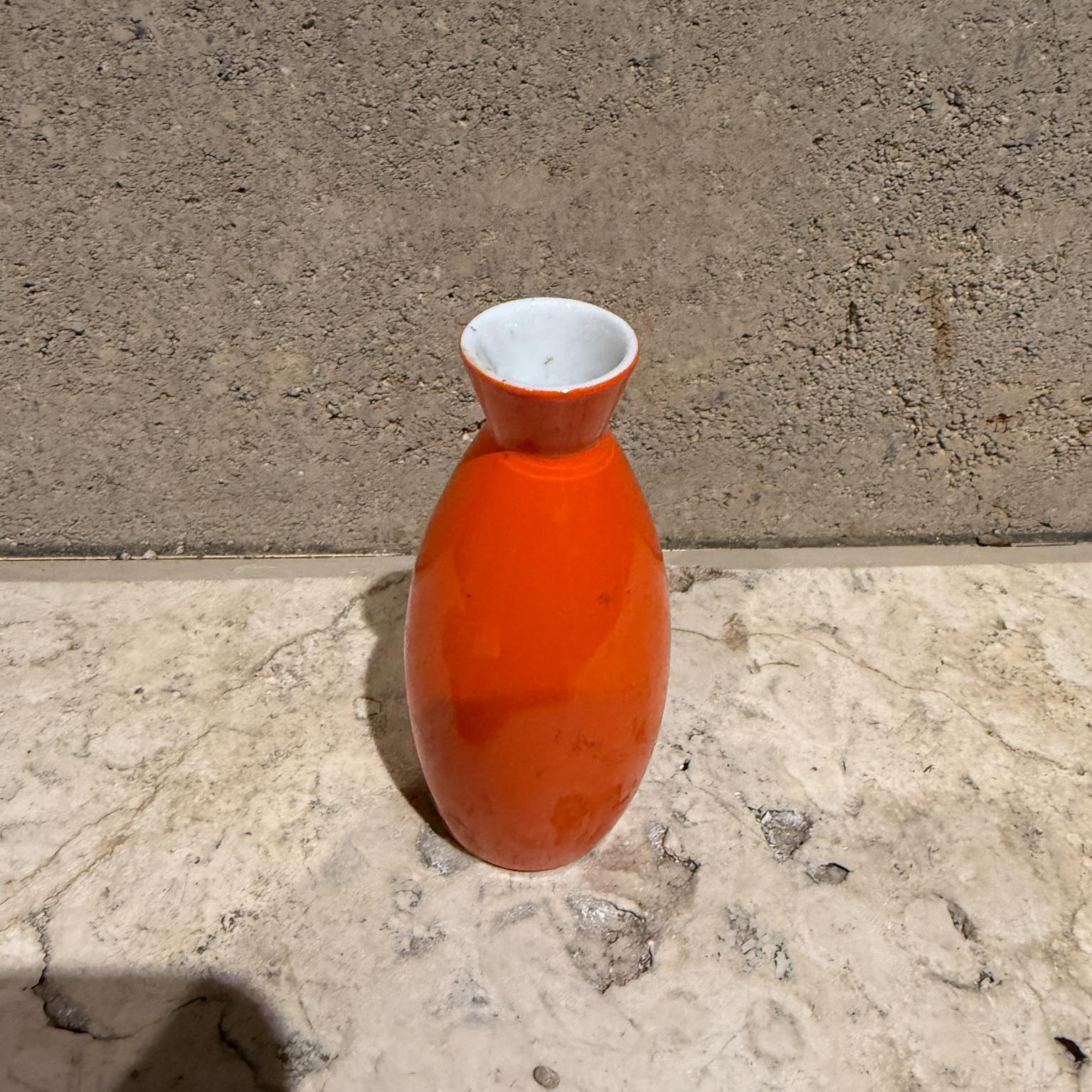 Mid-Century Modern 1960s Minimalist Orange Vase Sake Bottle Japan For Sale