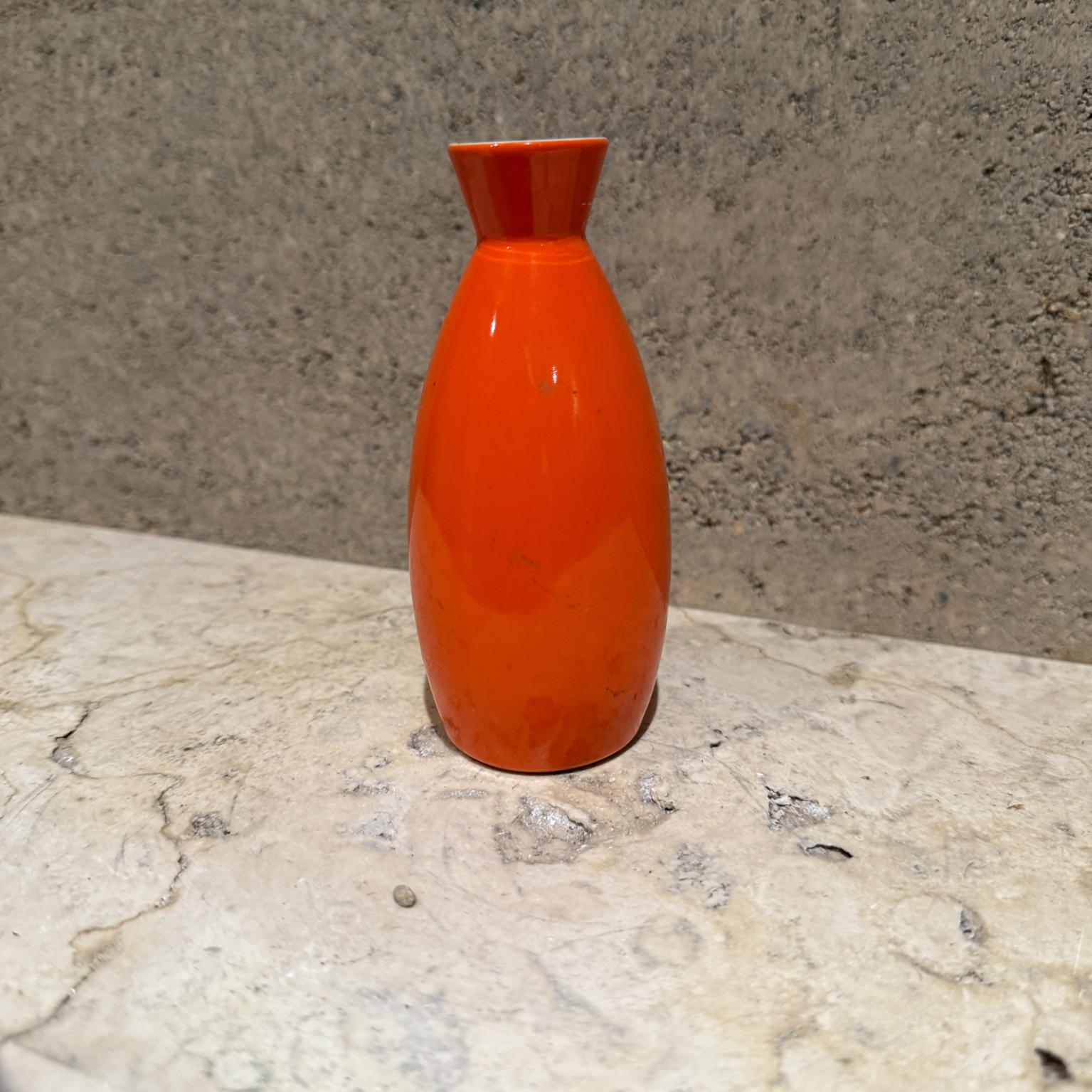 Japanese 1960s Minimalist Orange Vase Sake Bottle Japan For Sale