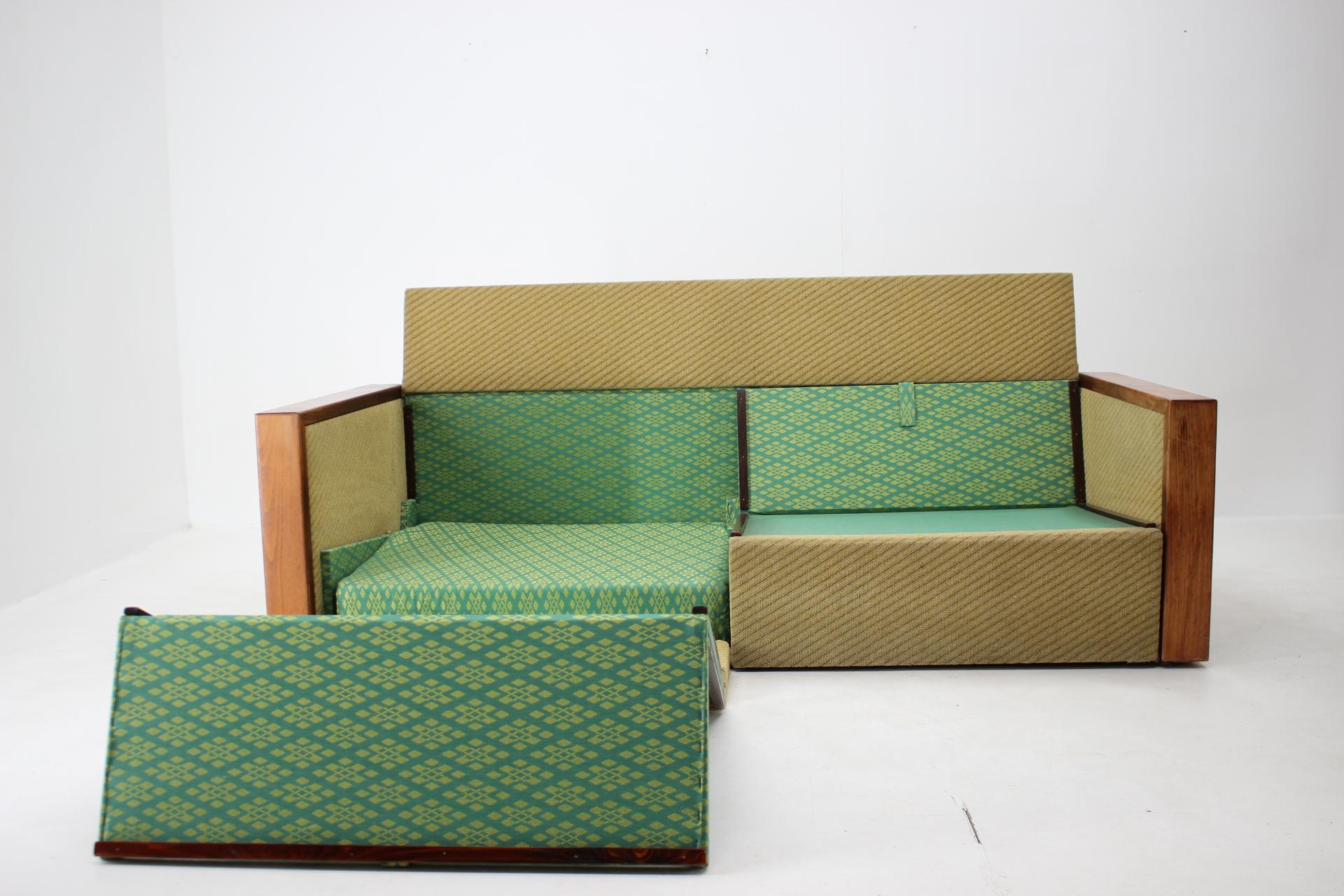 Fabric 1960s Miroslav Navratil Convertible Sofa, Czechoslovakia