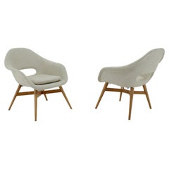 1960s Miroslav Navratil Pair of Shell Lounge Chairs, Czechoslovakia