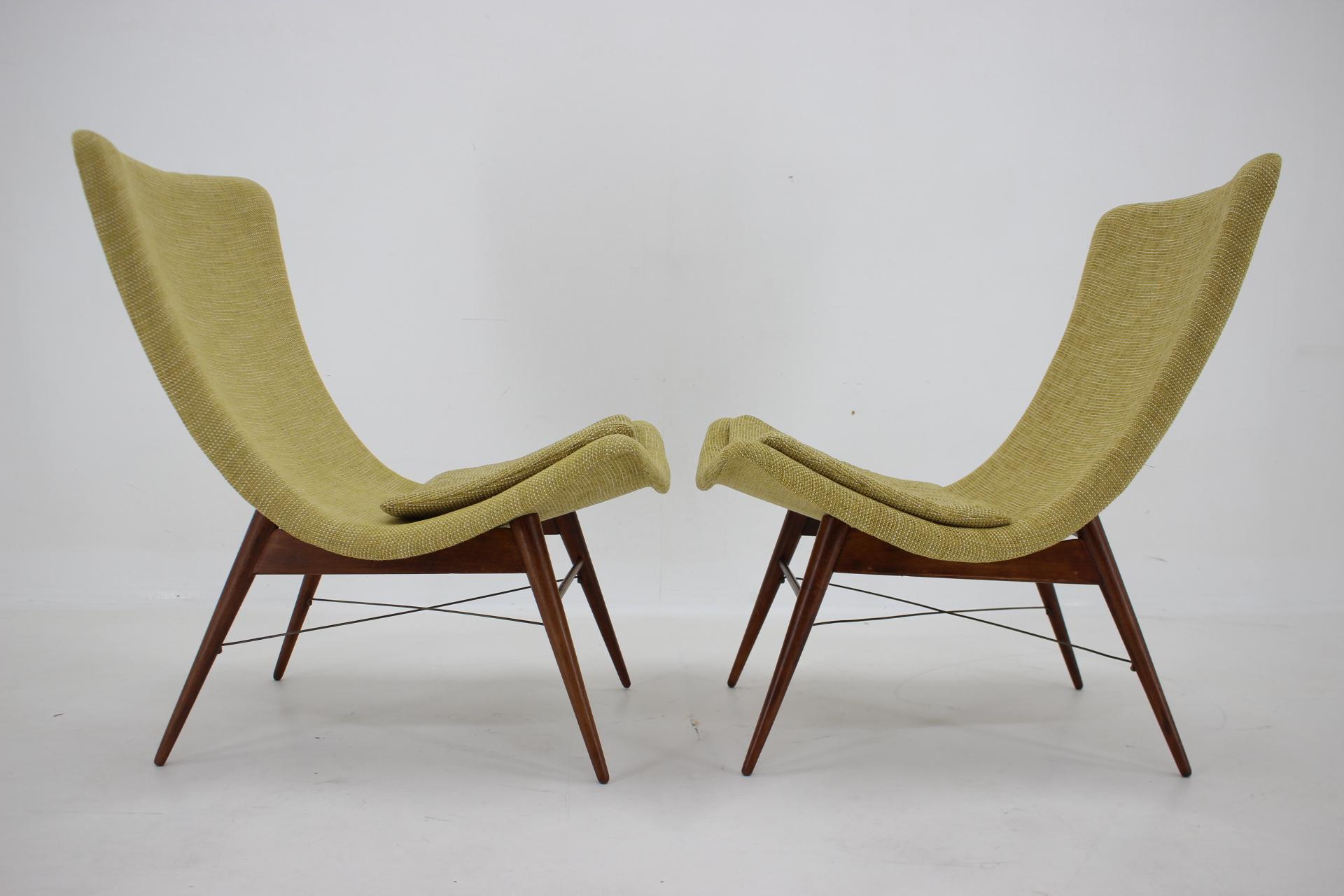 Mid-Century Modern 1960s Miroslav Navratil Pair of Shell Lounge Chairs