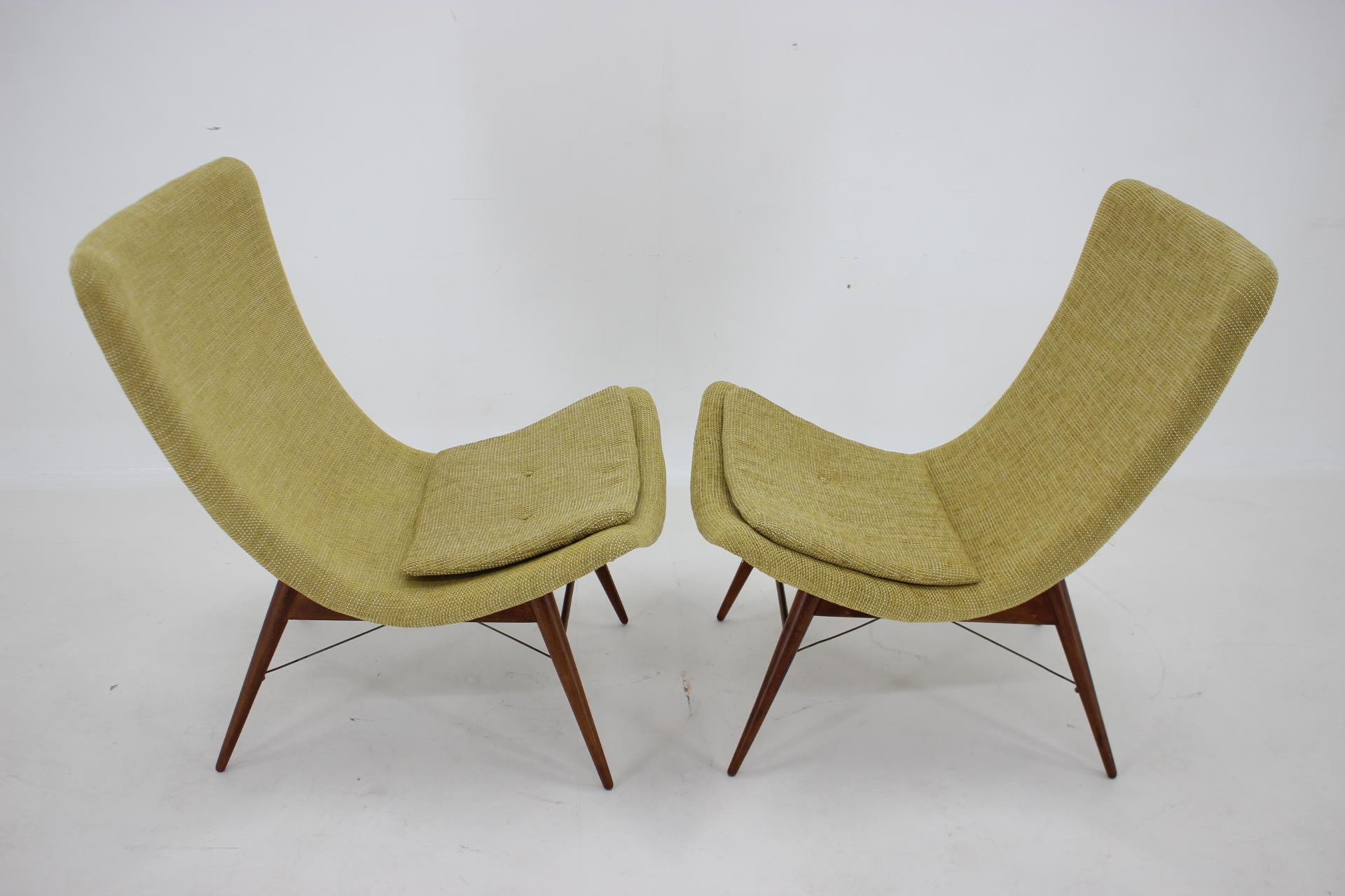 Czech 1960s Miroslav Navratil Pair of Shell Lounge Chairs