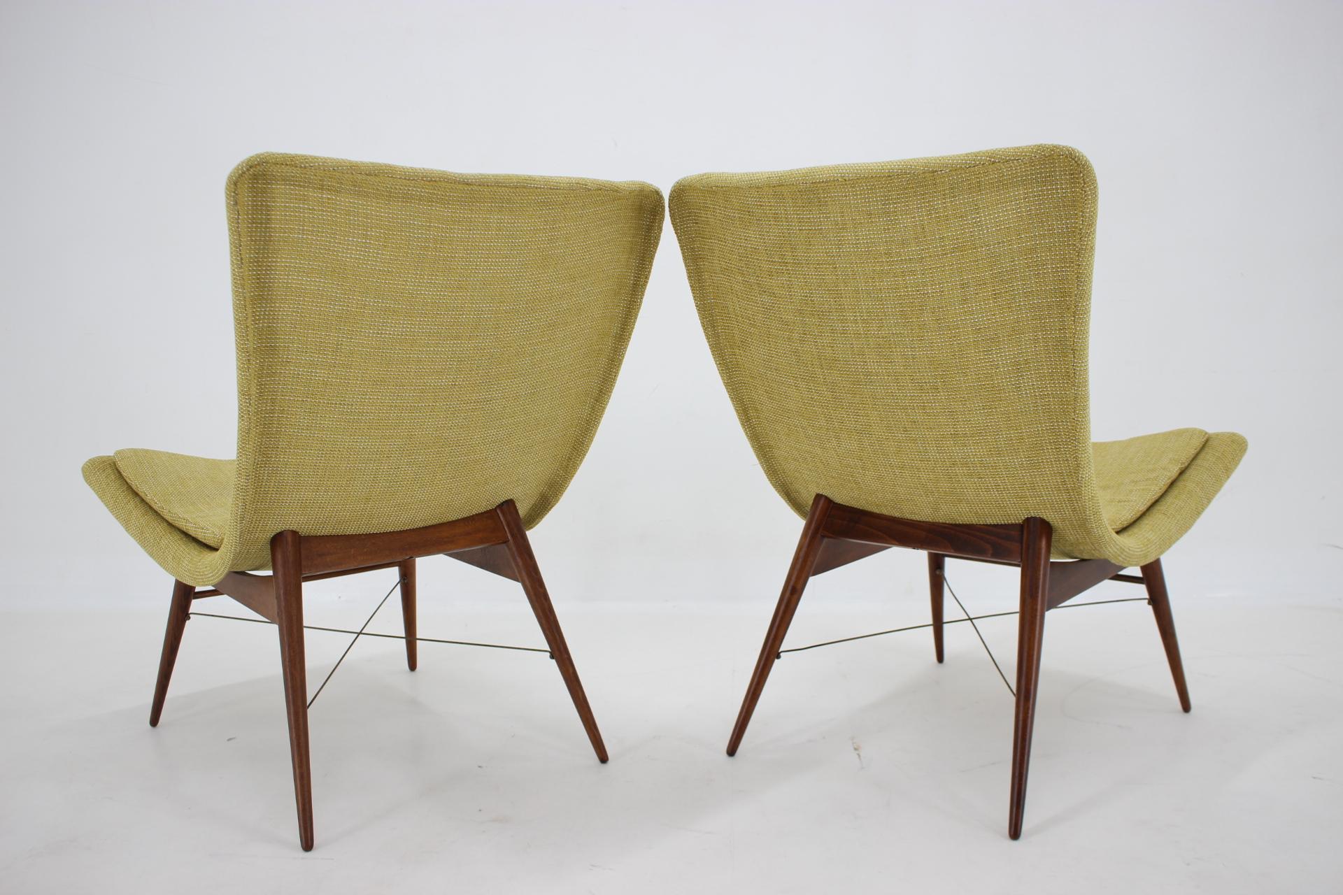 Fabric 1960s Miroslav Navratil Pair of Shell Lounge Chairs