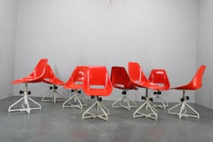 1960s Miroslav Navratil Set of Eight Fiberglass Chairs for Vertex, Czechoslovaki