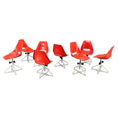 1960s Miroslav Navratil Set of Eight Fiberglass Chairs for Vertex, Czechoslovaki