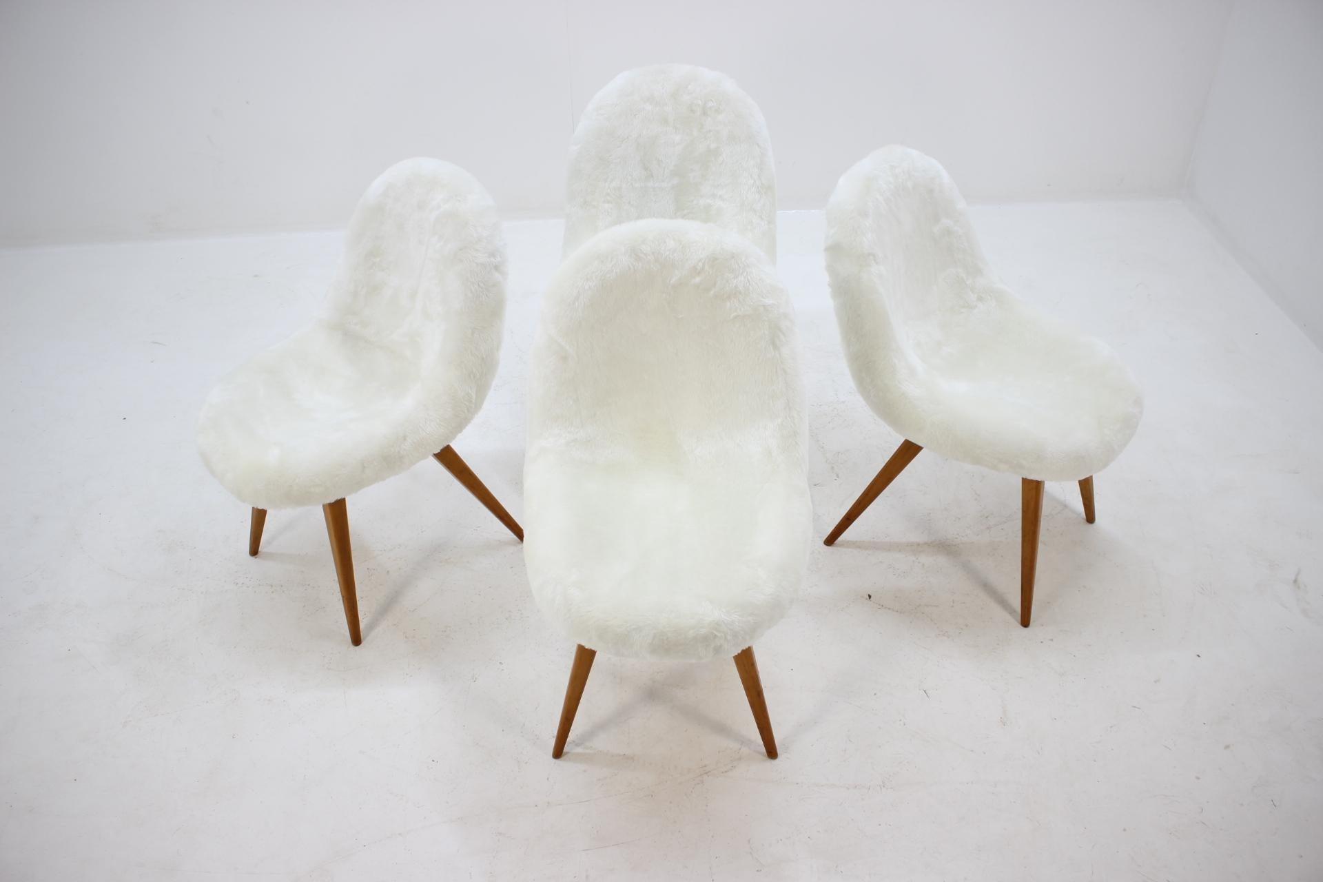 Czech 1960s Miroslav Navratil Shell Dining Chairs, Set of 4