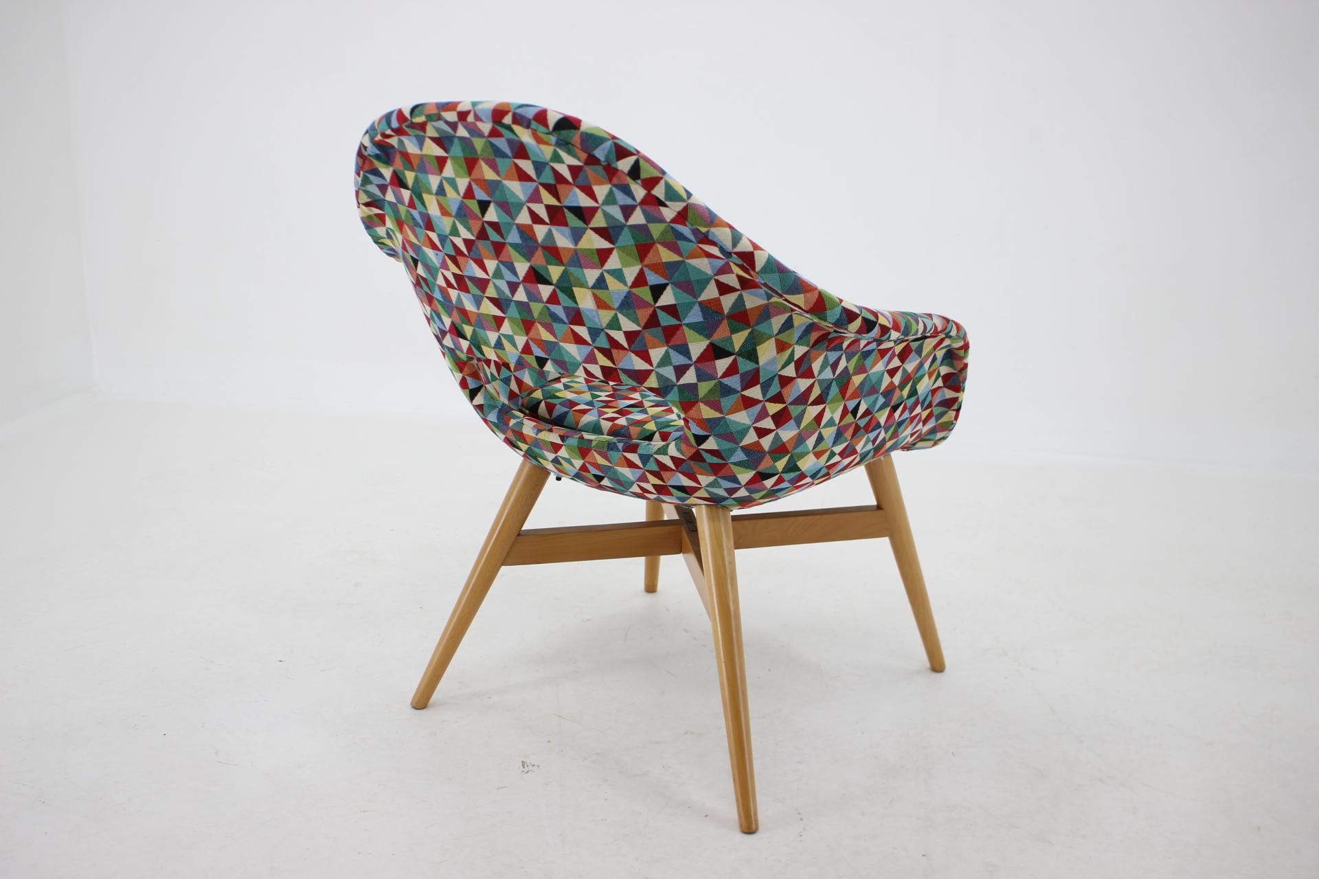 Fabric 1960s Miroslav Navratil Shell Lounge Chair, Czechoslovakia For Sale