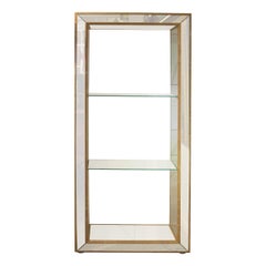 1960s Mirrored Shelving Unit with Rattan Frame, French