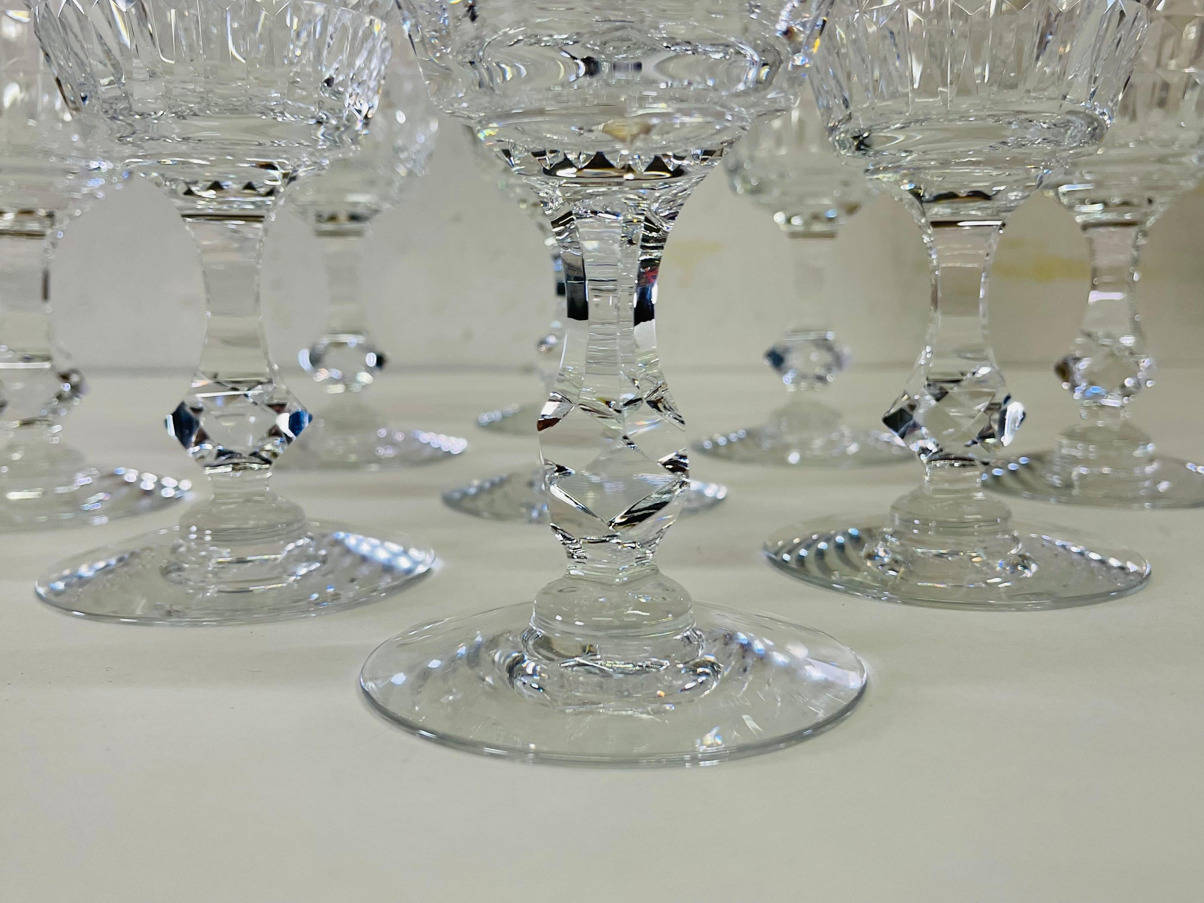 1960s Mitred Cut Crystal Glass Coupes, Set of 9 For Sale 1