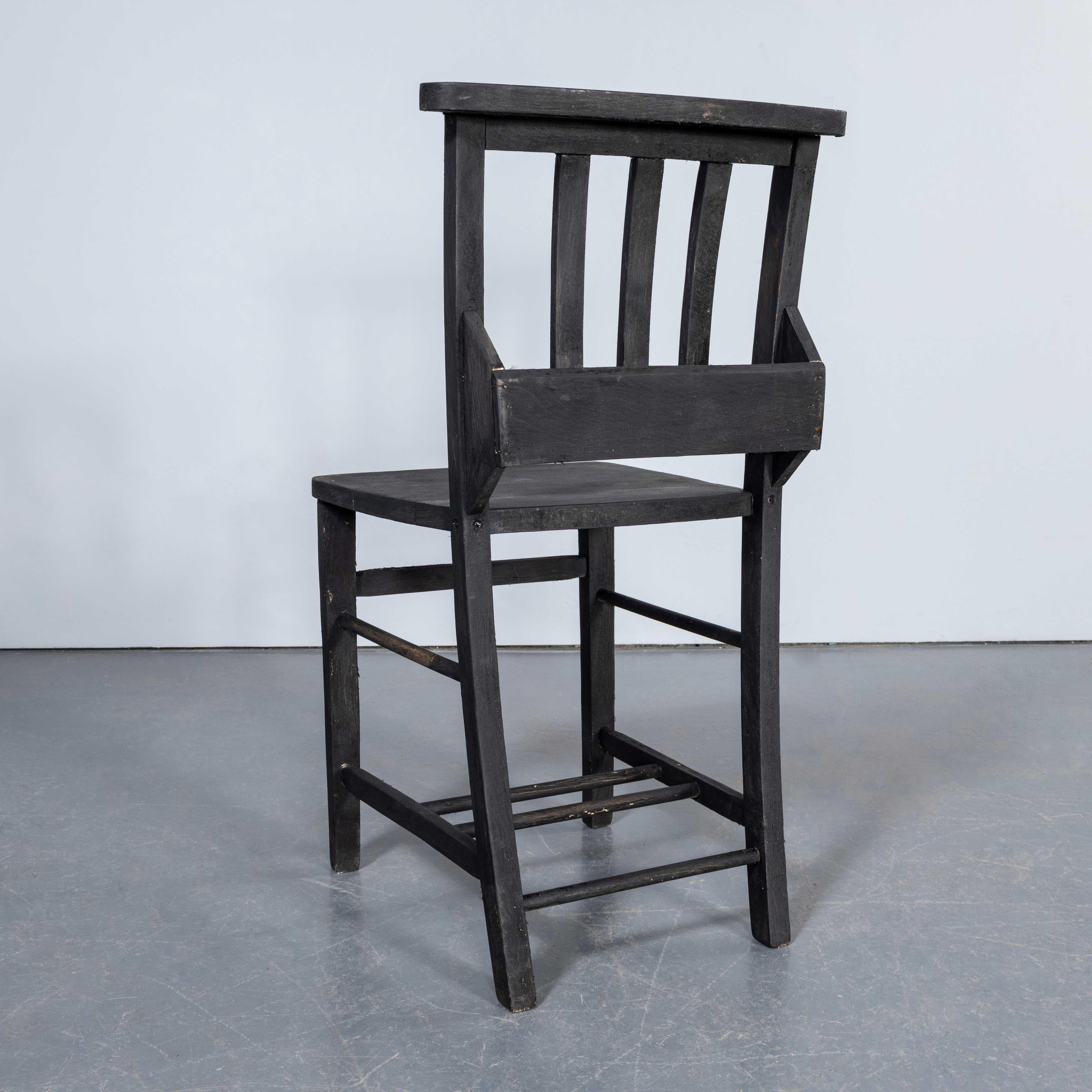 1960's Mixed Ebonised Church - Chapel Dining Chairs - Good Quantity Available For Sale 4
