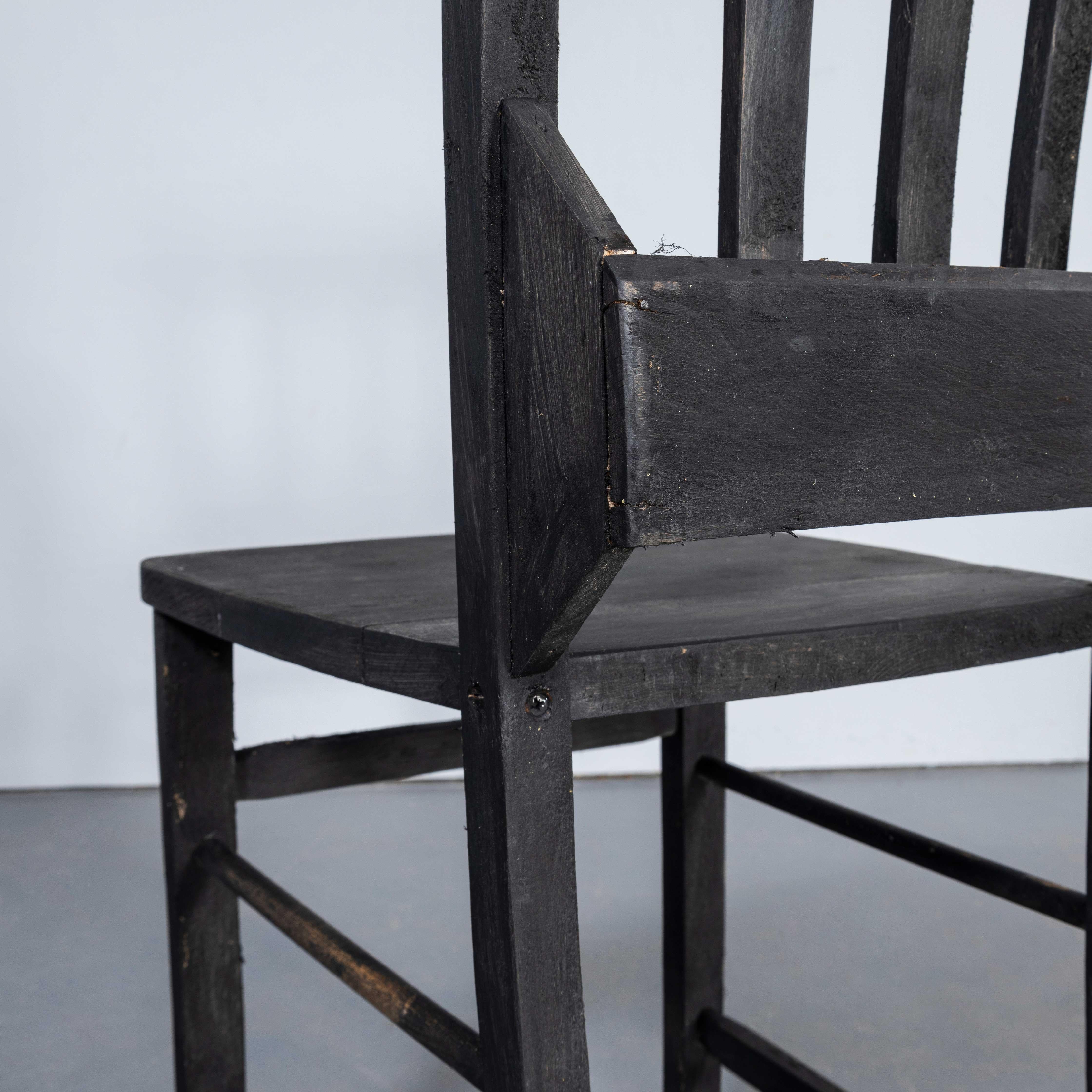 1960's Mixed Ebonised Church - Chapel Dining Chairs - Good Quantity Available For Sale 5