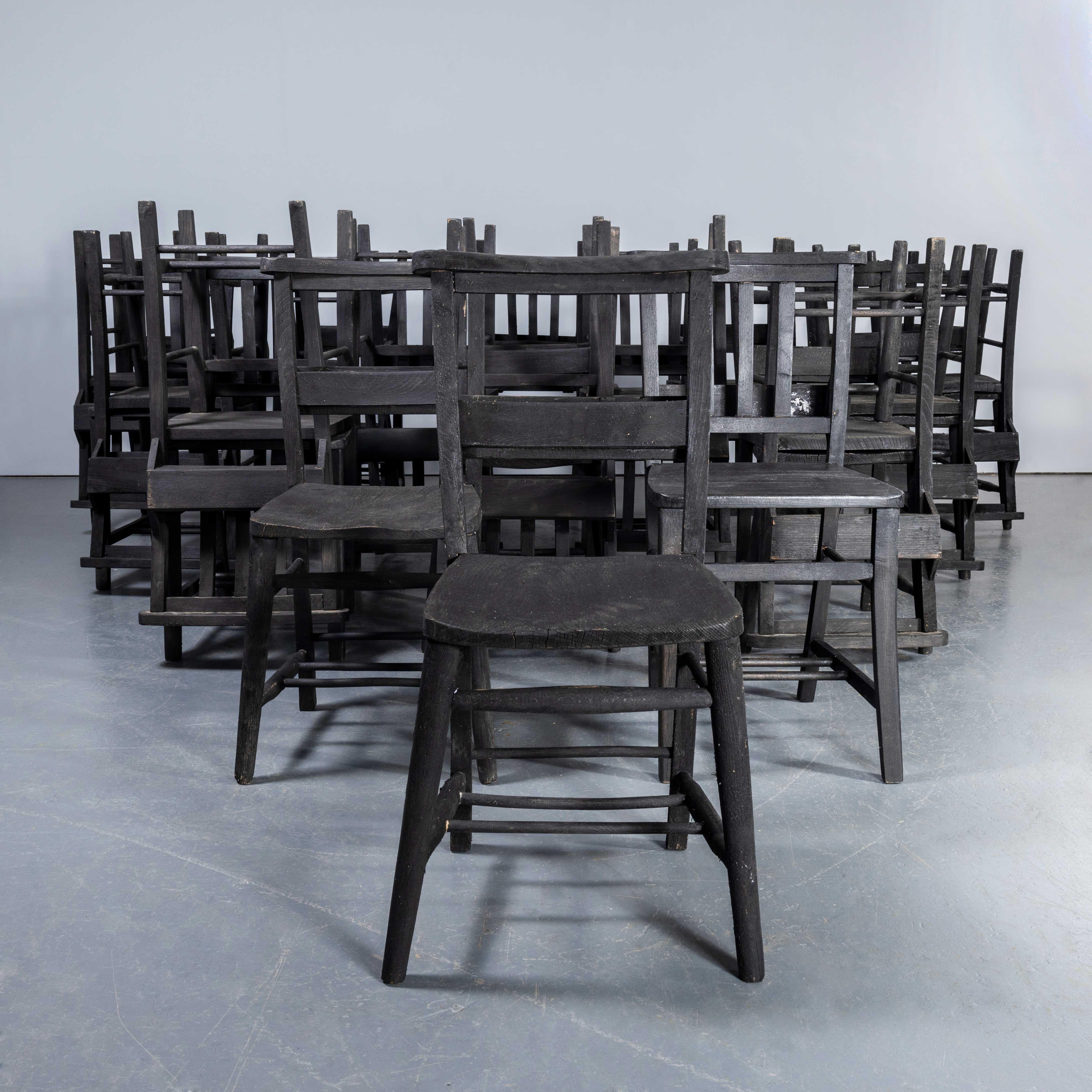 1960's Mixed Ebonised Church - Chapel Dining Chairs - Good Quantity Available. 

England has a wonderfully rich heritage for making chairs. At the height of production at the turn of the last century over 4500 chairs were being produced daily in the