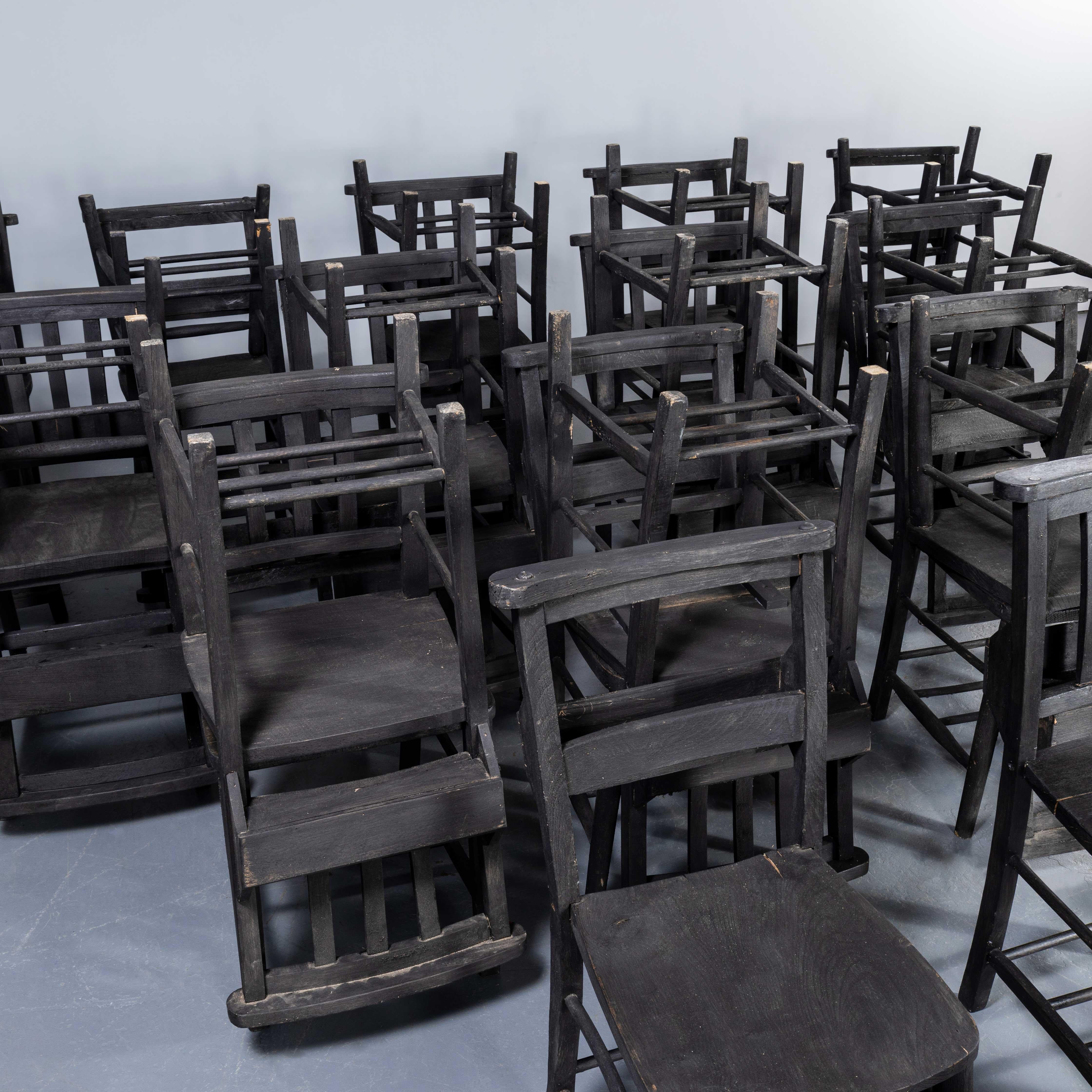 1960's Mixed Ebonised Church - Chapel Dining Chairs - Good Quantity Available In Good Condition For Sale In Hook, Hampshire