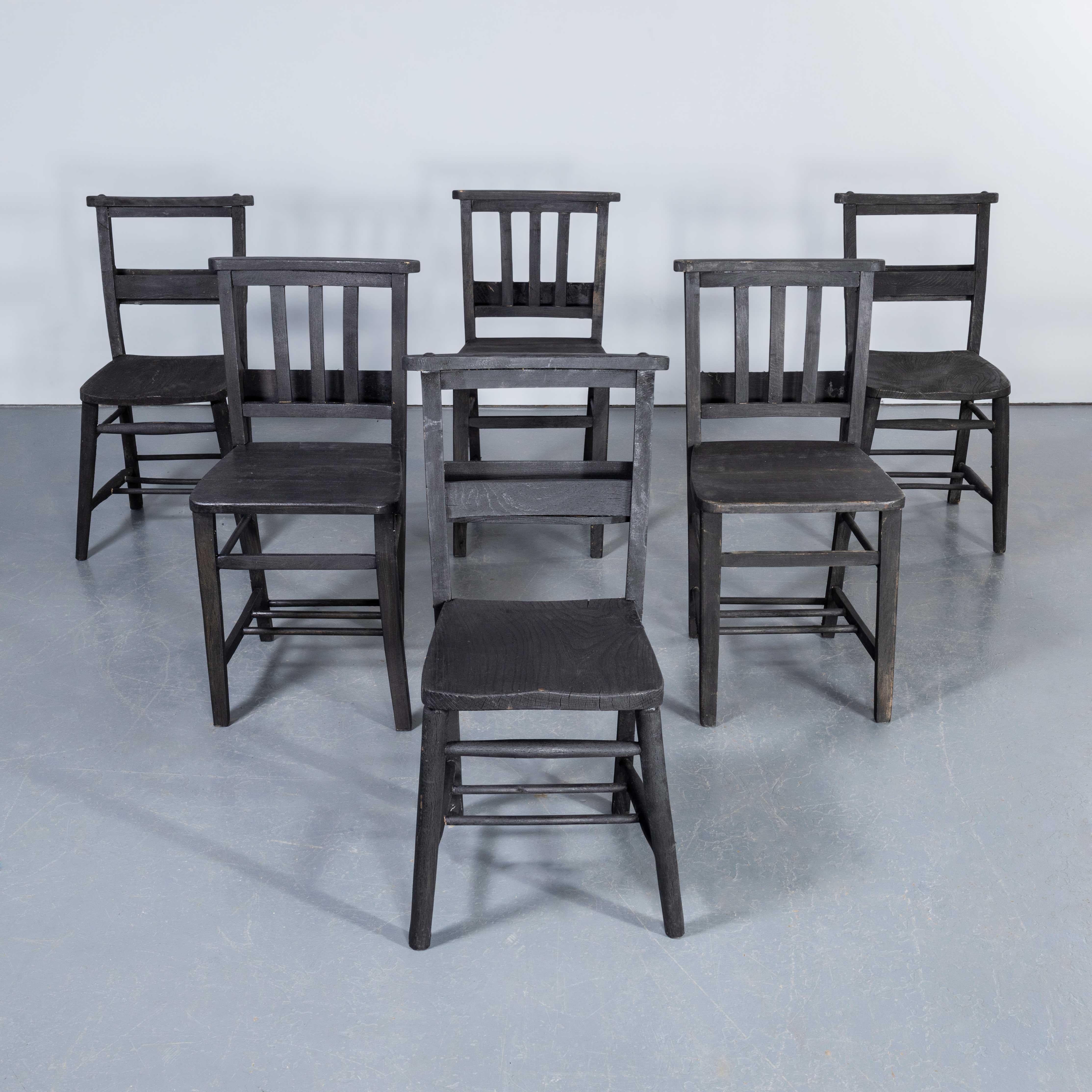 Mid-20th Century 1960's Mixed Ebonised Church - Chapel Dining Chairs - Good Quantity Available For Sale