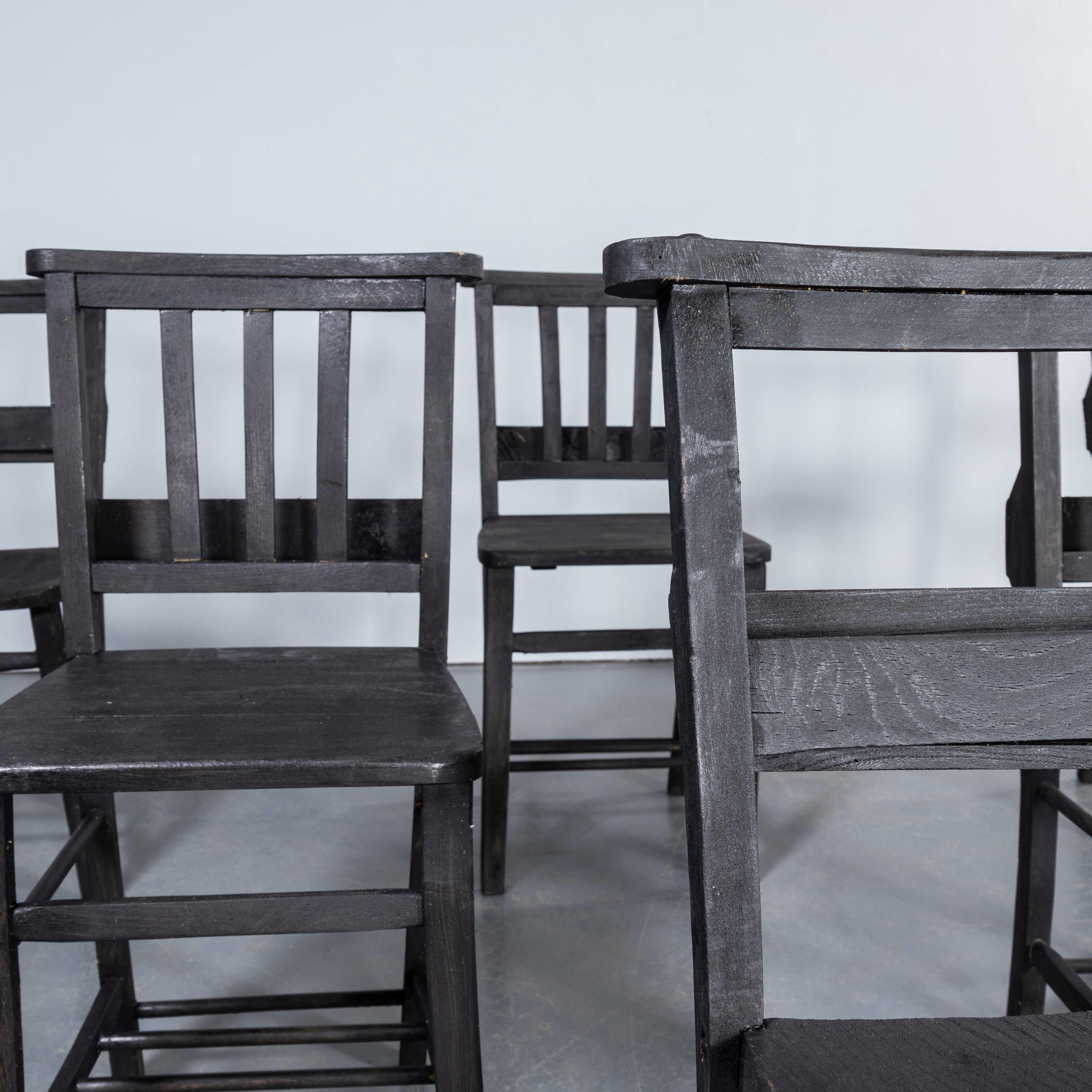 1960's Mixed Ebonised Church - Chapel Dining Chairs - Good Quantity Available For Sale 1